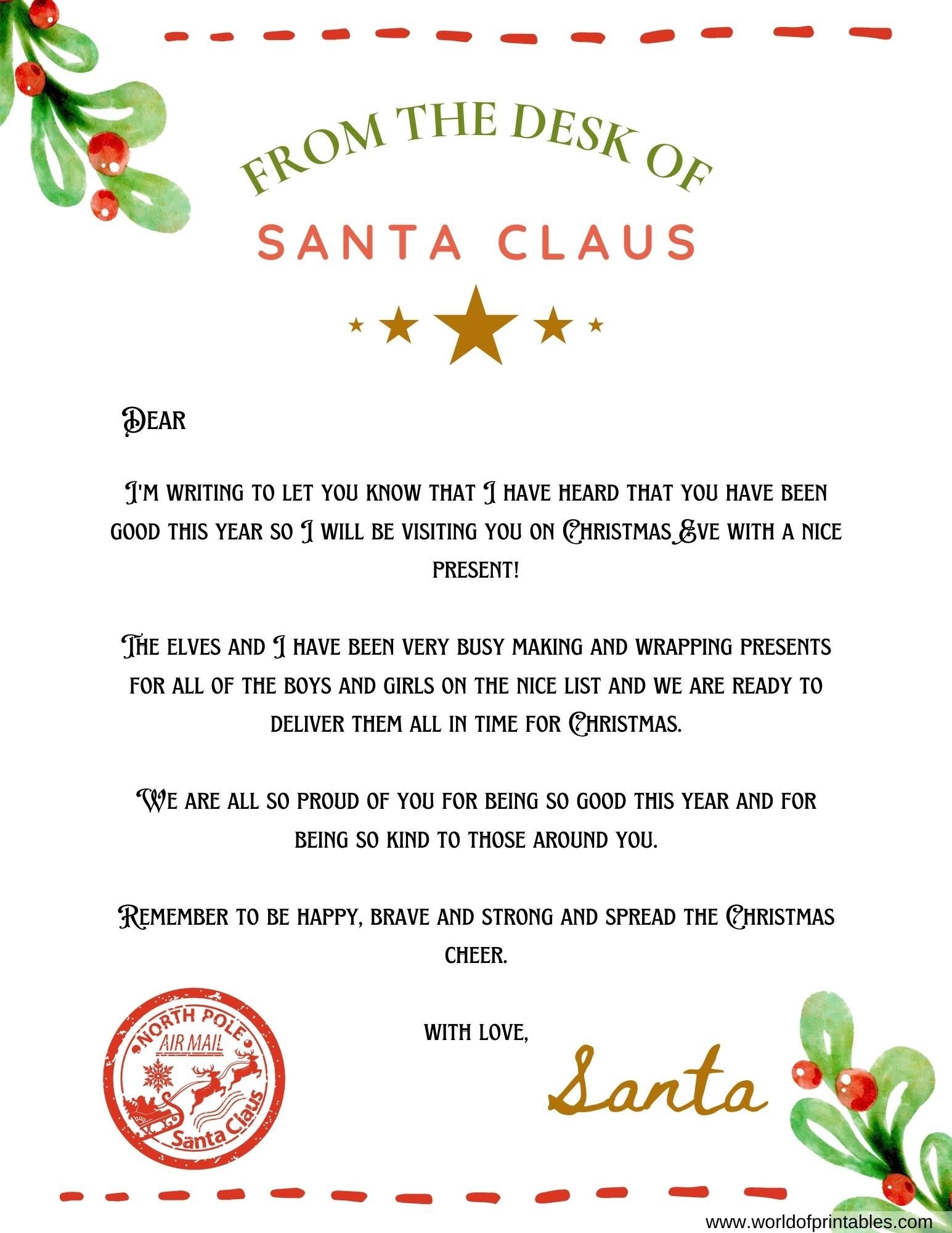 santa letter template download free