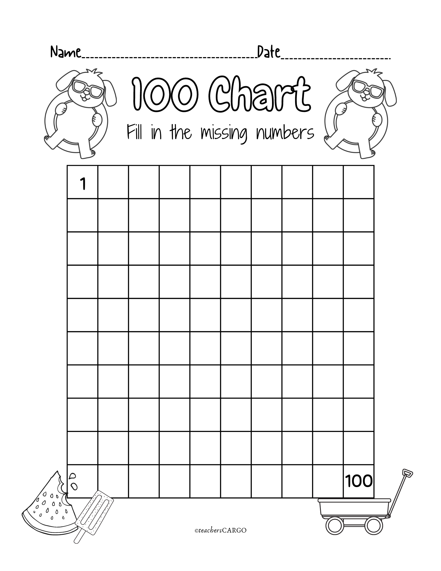 fill in 100s chart