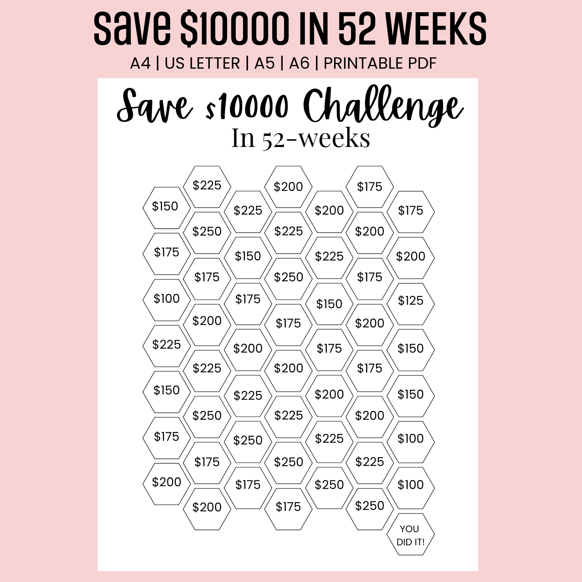  10000 Saving Challenge 52 Weeks