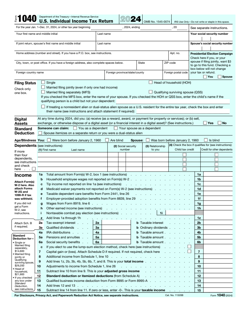 1040 Tax Form Fill Out 1040 Template Online Free Docusign