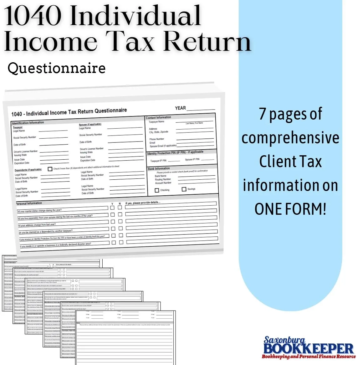1040 Tax Questionnaire Etsy