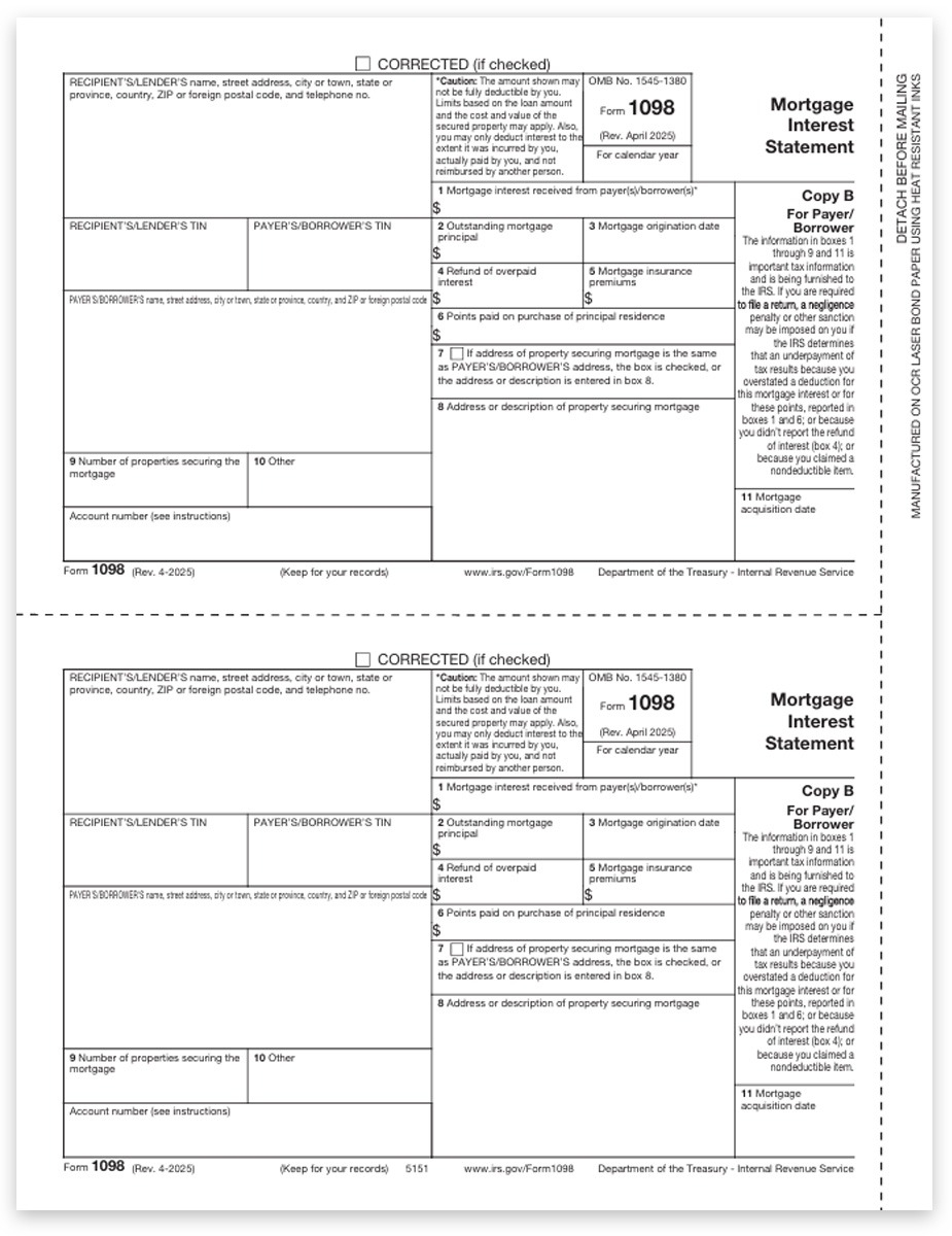 1098 Tax Forms For Mortgage Interest IRS Copy A DiscountTaxForms