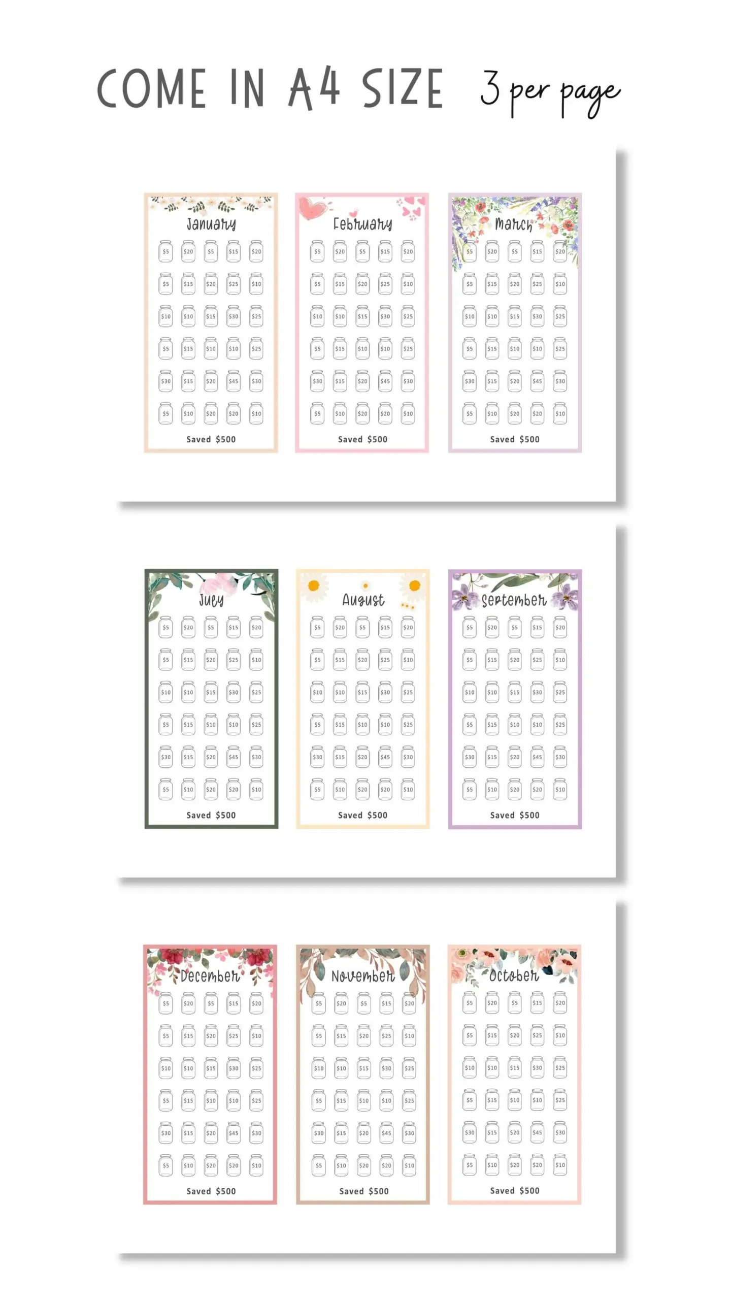12 Month Savings Challenge Printable M366 Mrsneat