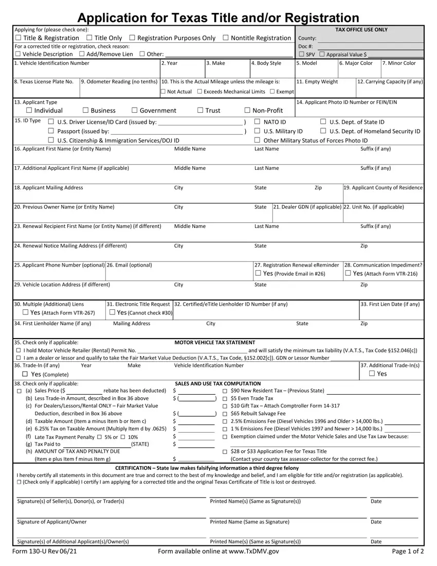 130U Form Fill Out Printable PDF Forms Online