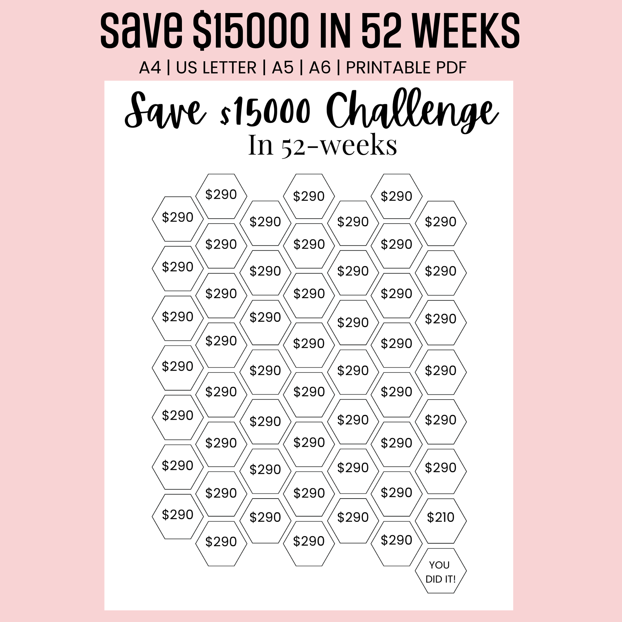  15000 Saving Challenge 52 Weeks