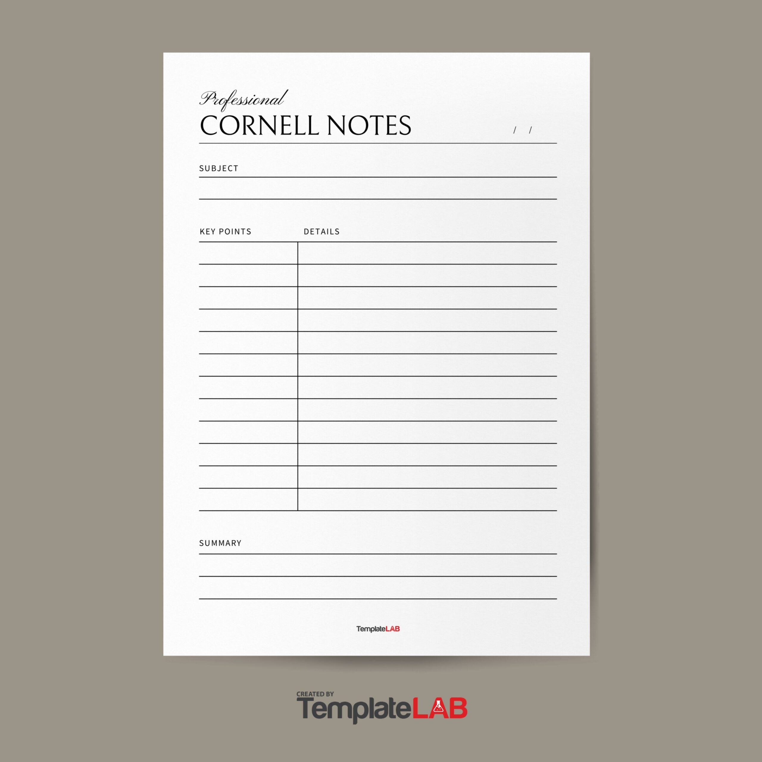 16 Printable Cornell Notes Templates Word Excel PDF 