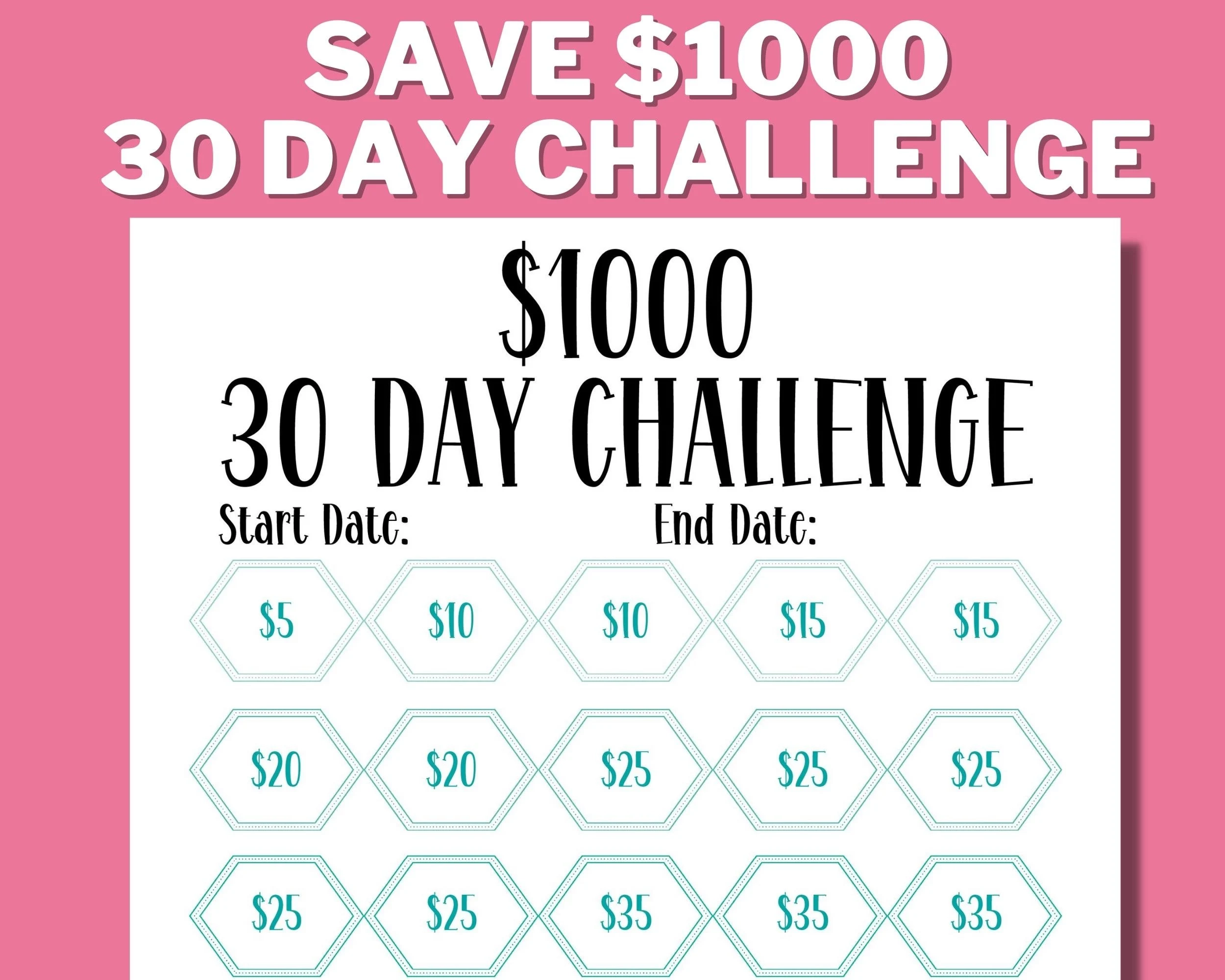 1K 30 DAY CHALLENGE Printable 1 000 Saving Tracker 1K Challenge Savings Goal Money Challenge US Letter Emergency Fund Etsy