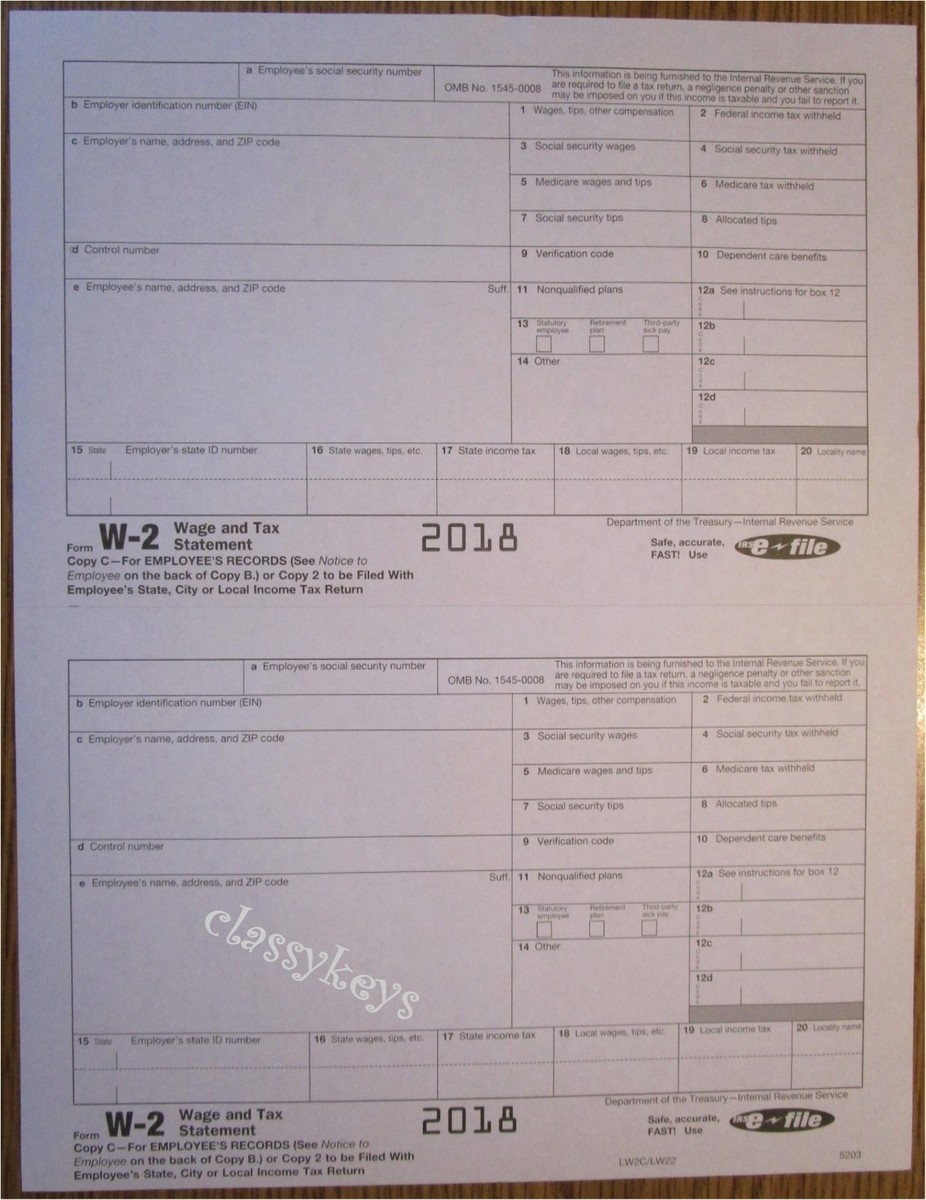 2018 w2 form printable