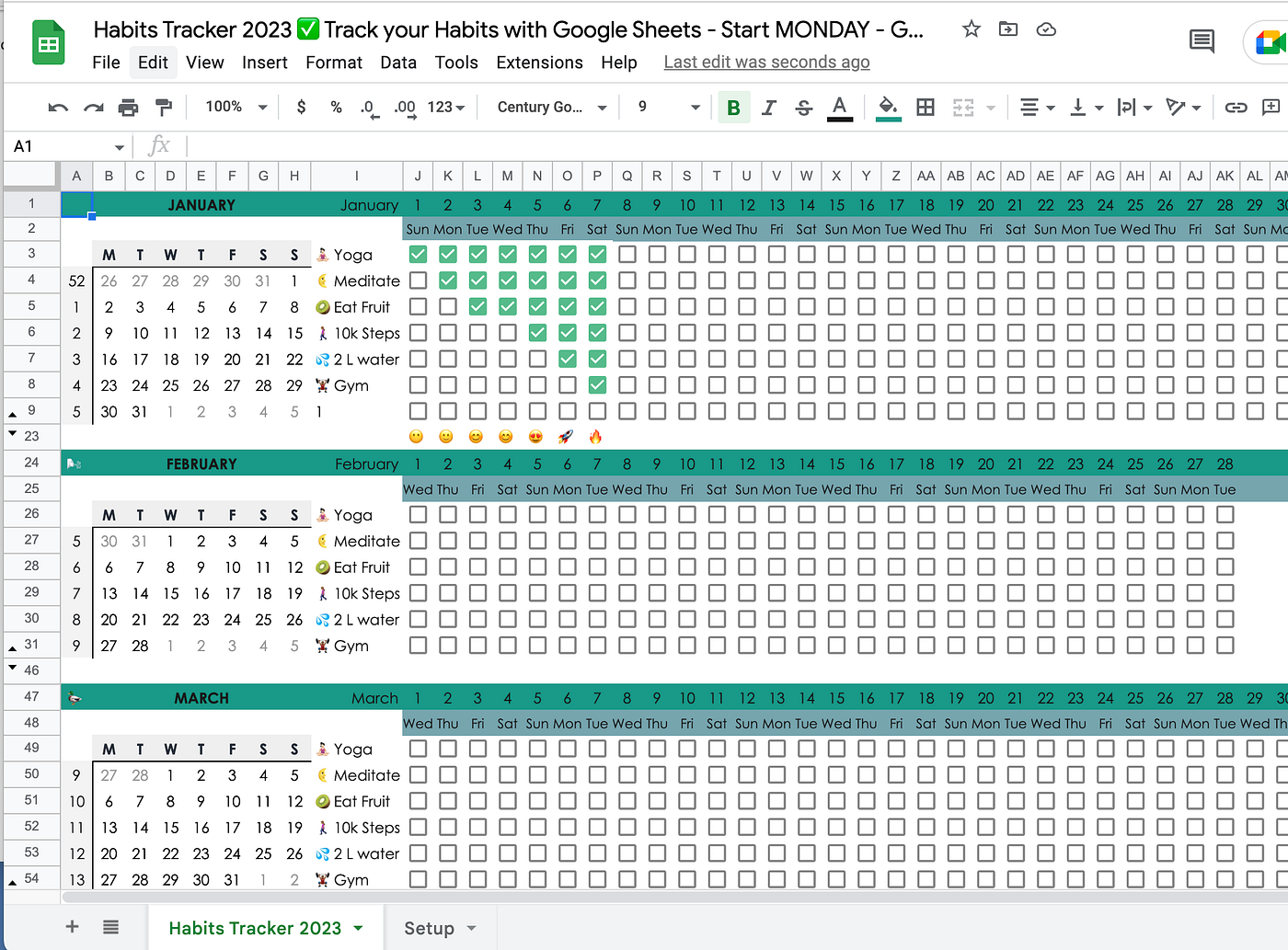 2023 Habits Tracker In Google Sheets With Free Template By Gracia Kleijnen Google Sheets Geeks Medium