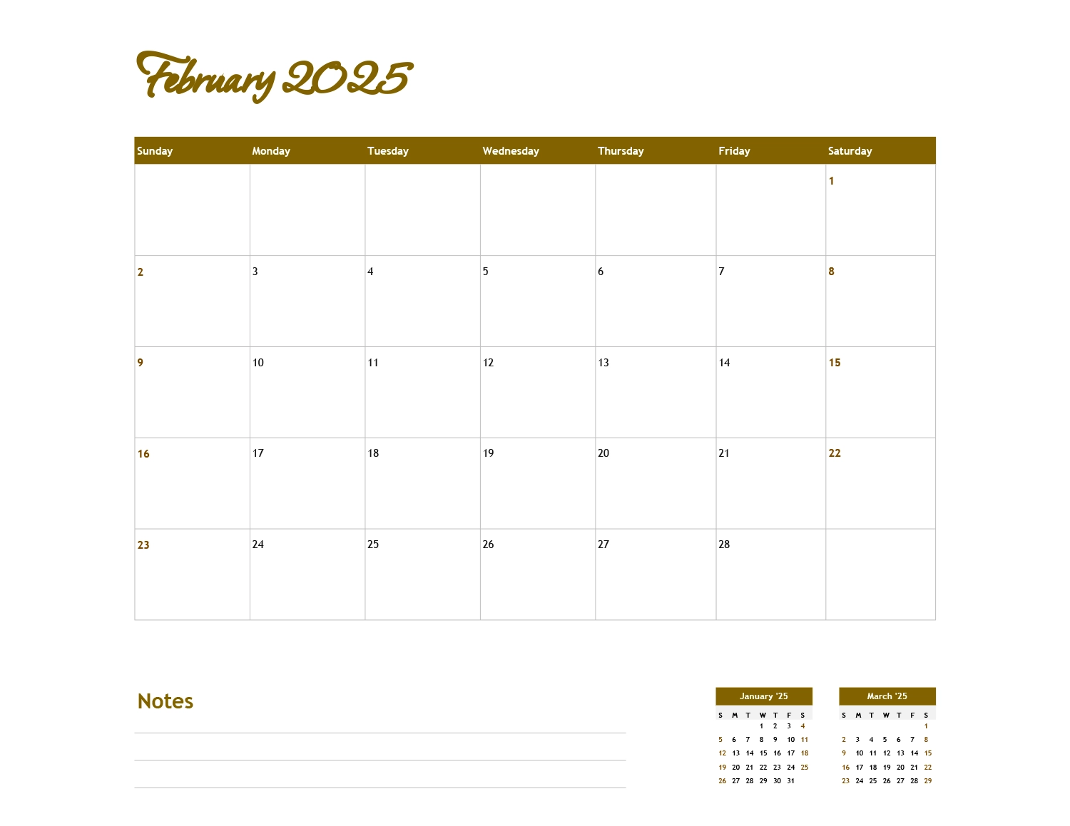 2025 Calendar Template Excel Google Sheets Highfile