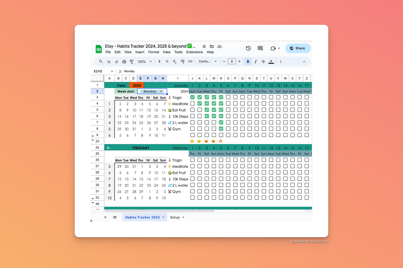 google sheets habit tracker template