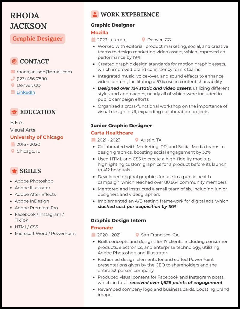 26 Graphic Designer Resume Examples That Work In 2026