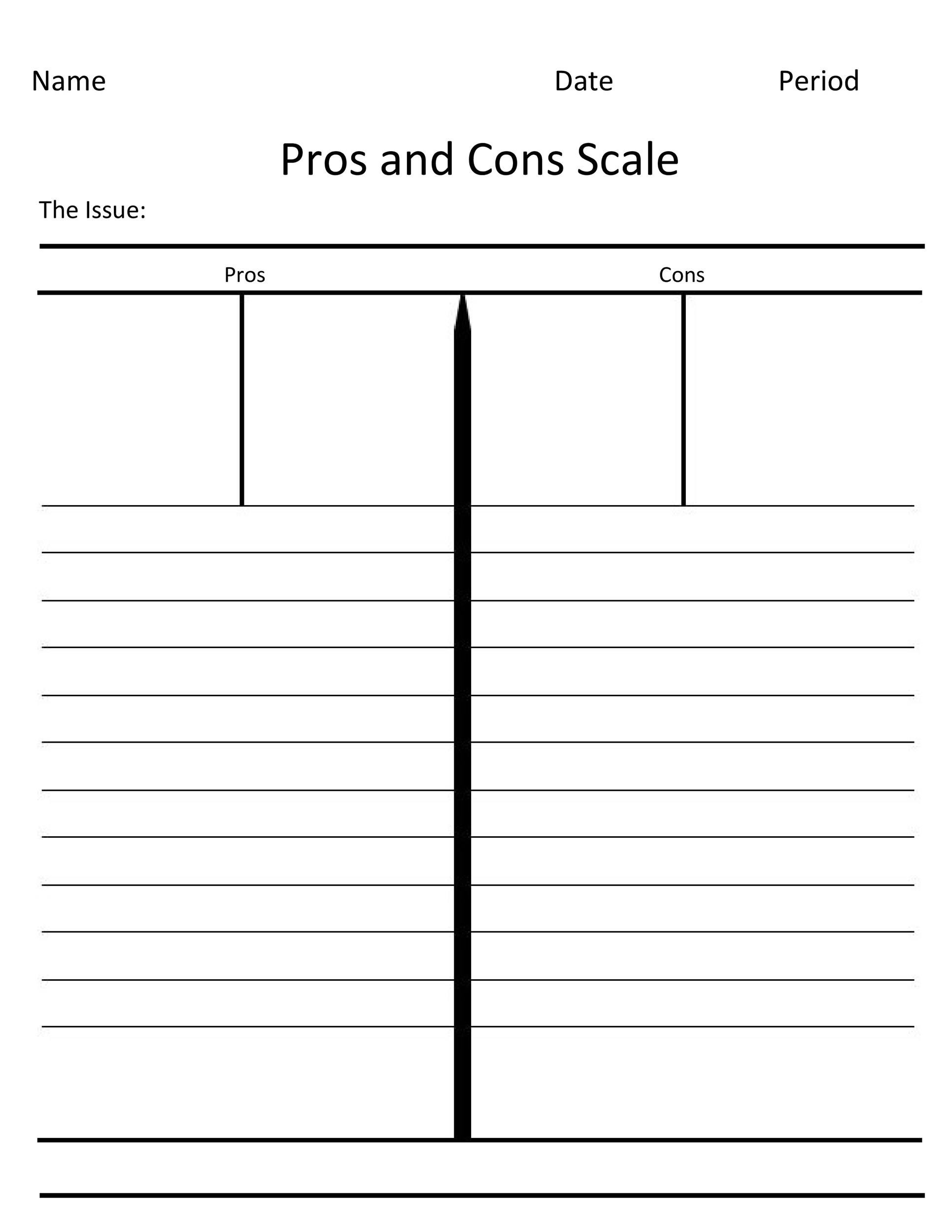 27 Printable Pros And Cons Lists Charts Templates TemplateLab
