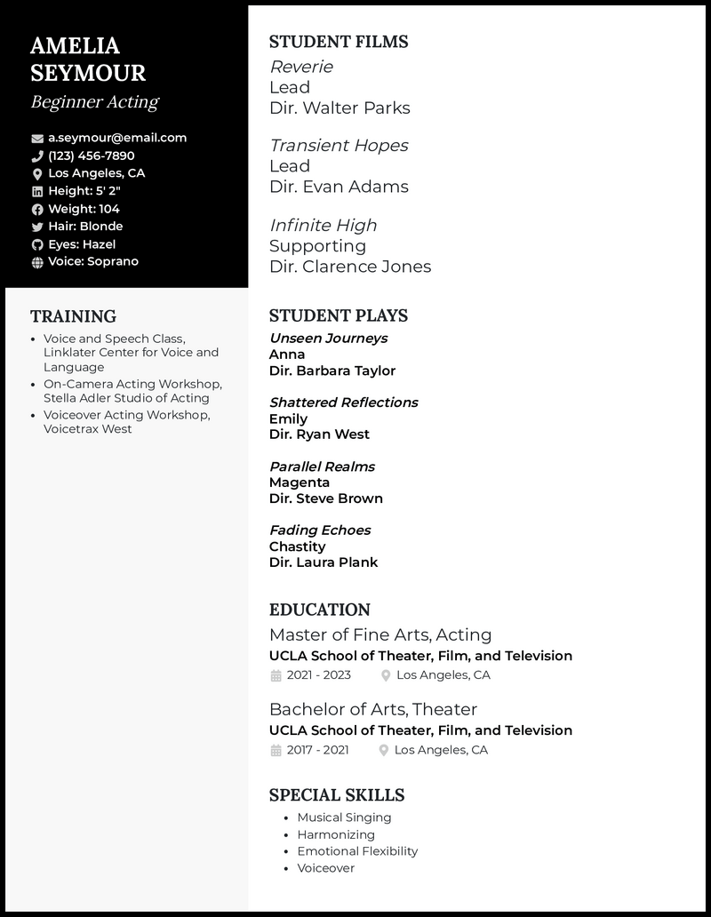 3 Beginner Acting Resume Examples Proven To Work In 2026