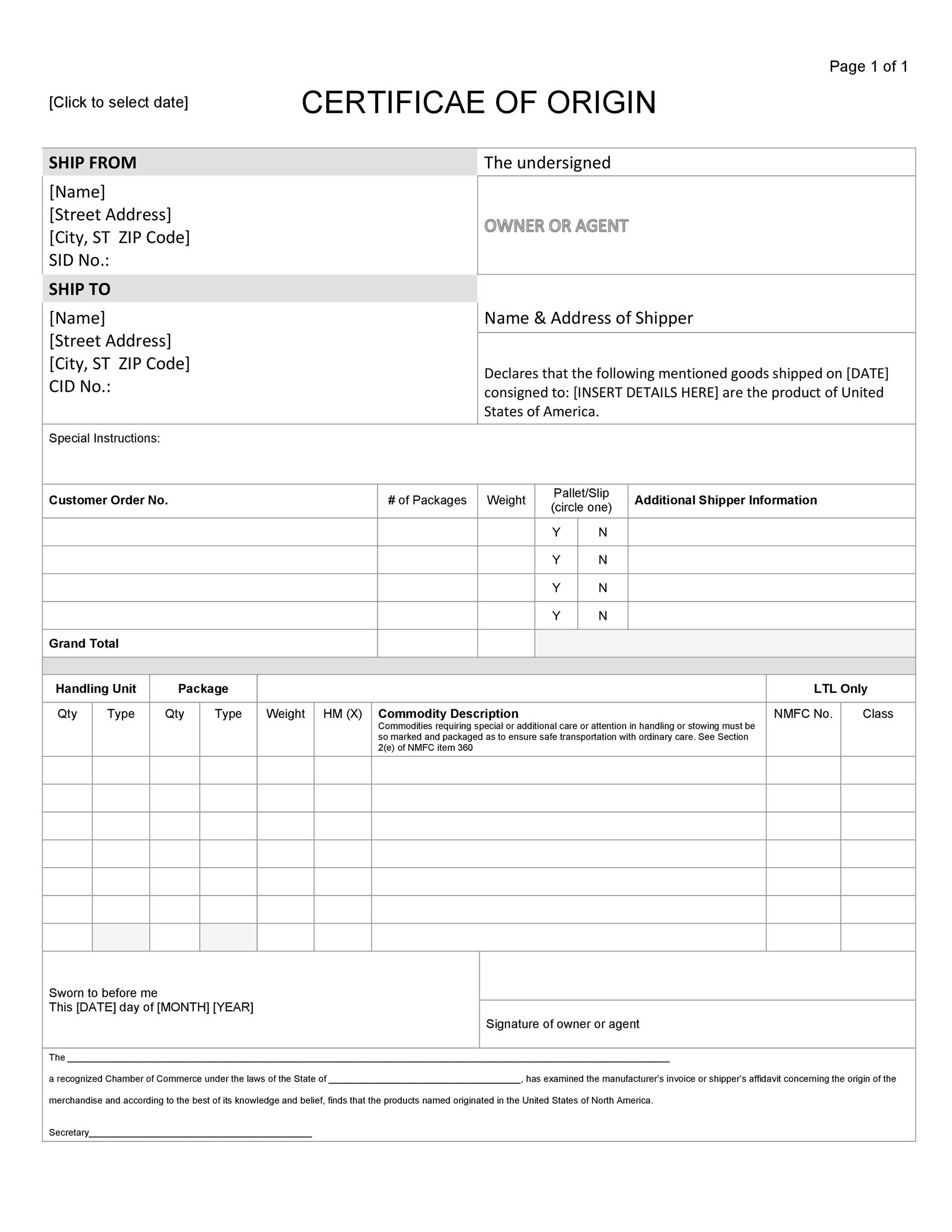 30 Printable Certificate Of Origin Templates 100 Free TemplateLab