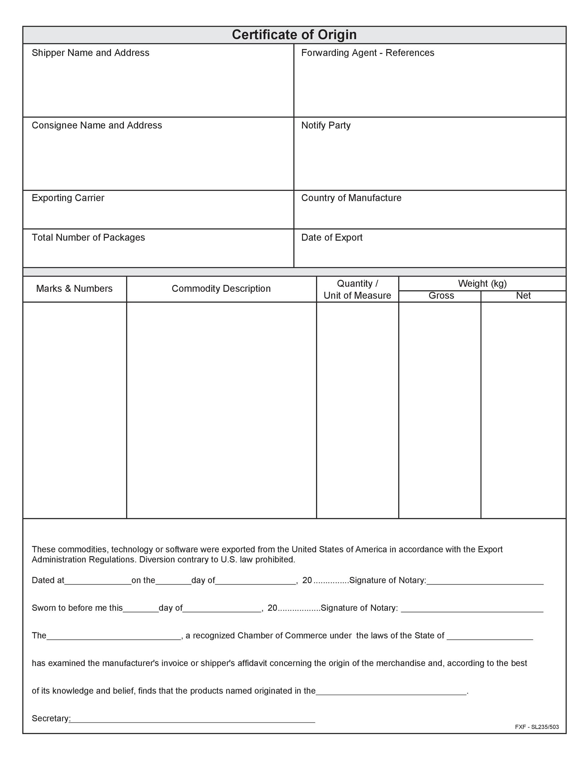 30 Printable Certificate Of Origin Templates 100 Free TemplateLab