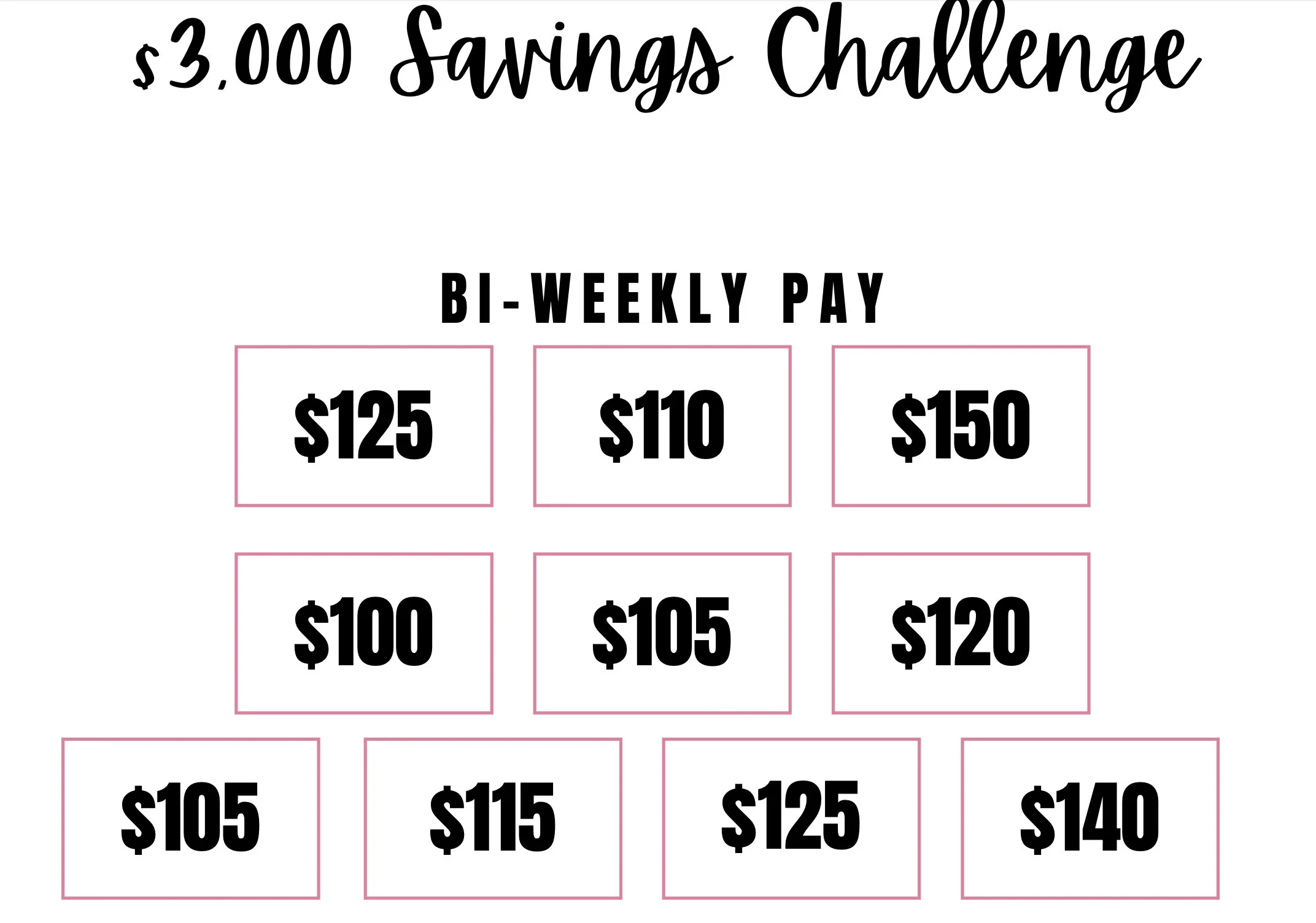 3k Savings Challenge Bi Weekly Etsy