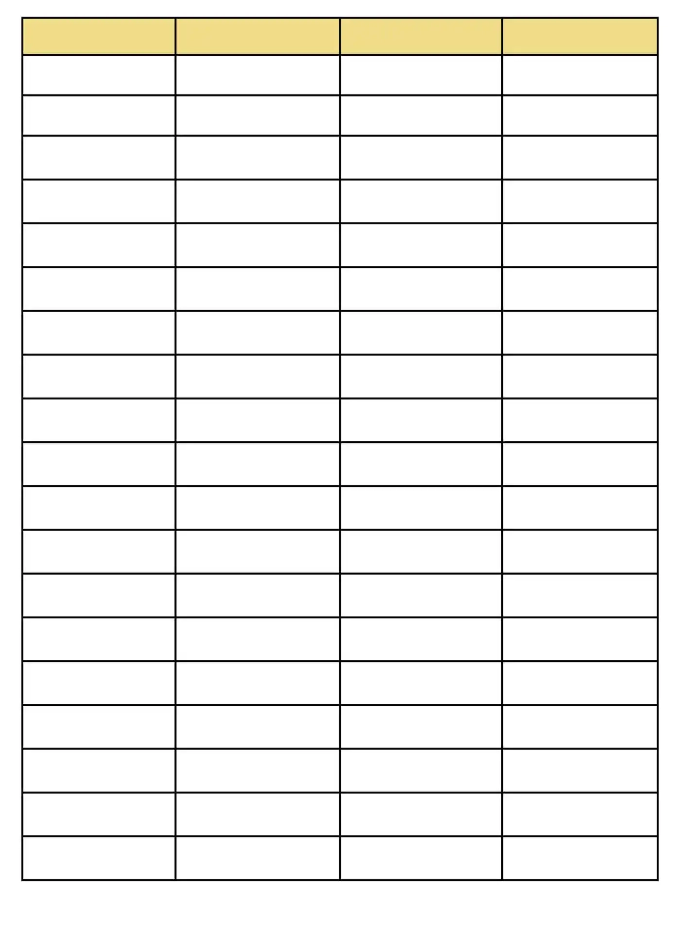4 Column Chart Printable Printable Study Planner