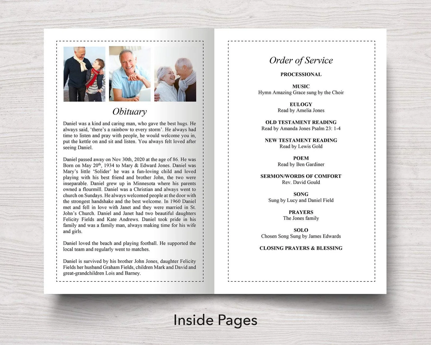 4 Page Classic Funeral Program Template Funeral Templates
