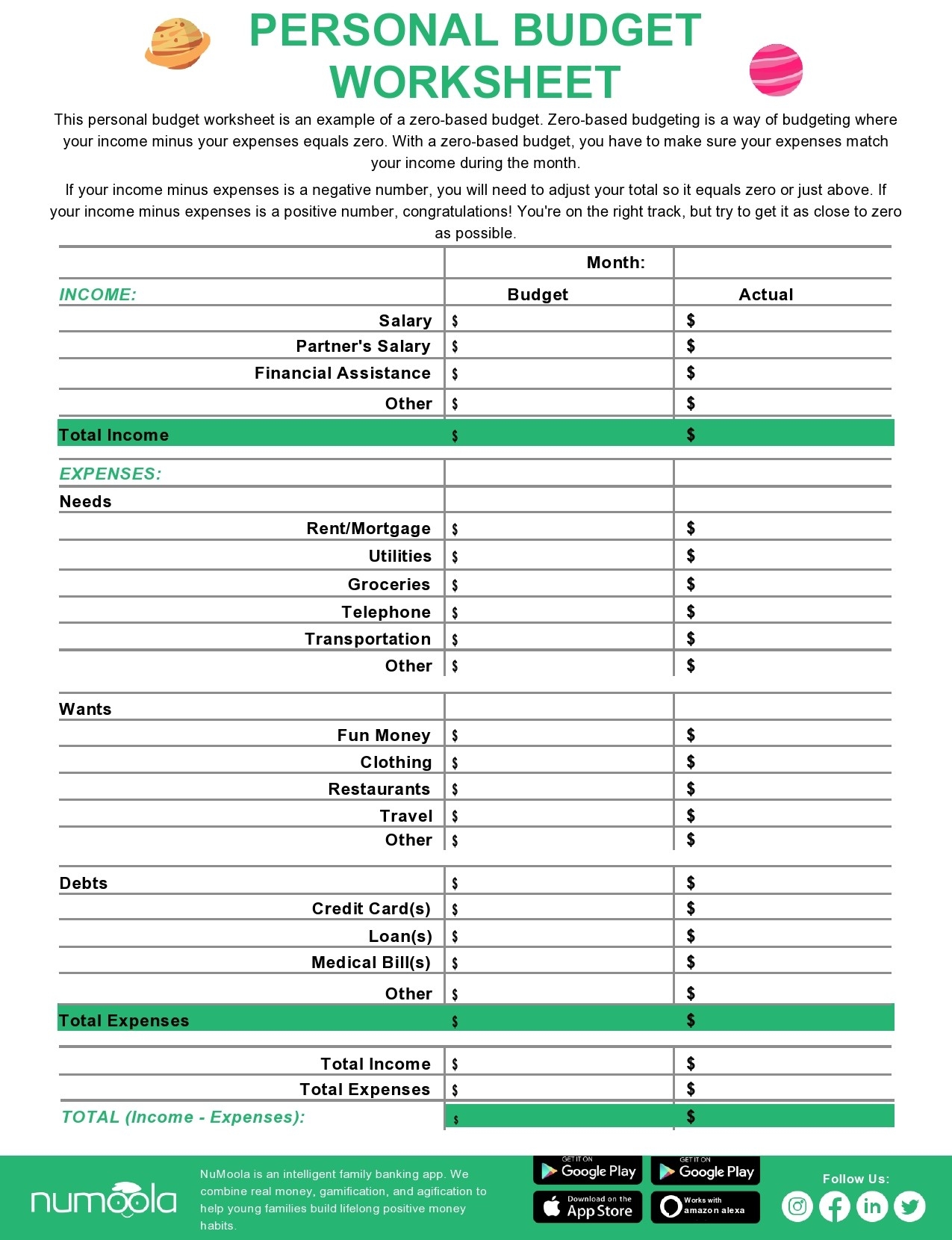 40 Best Zero Based Budget Templates Word Excel