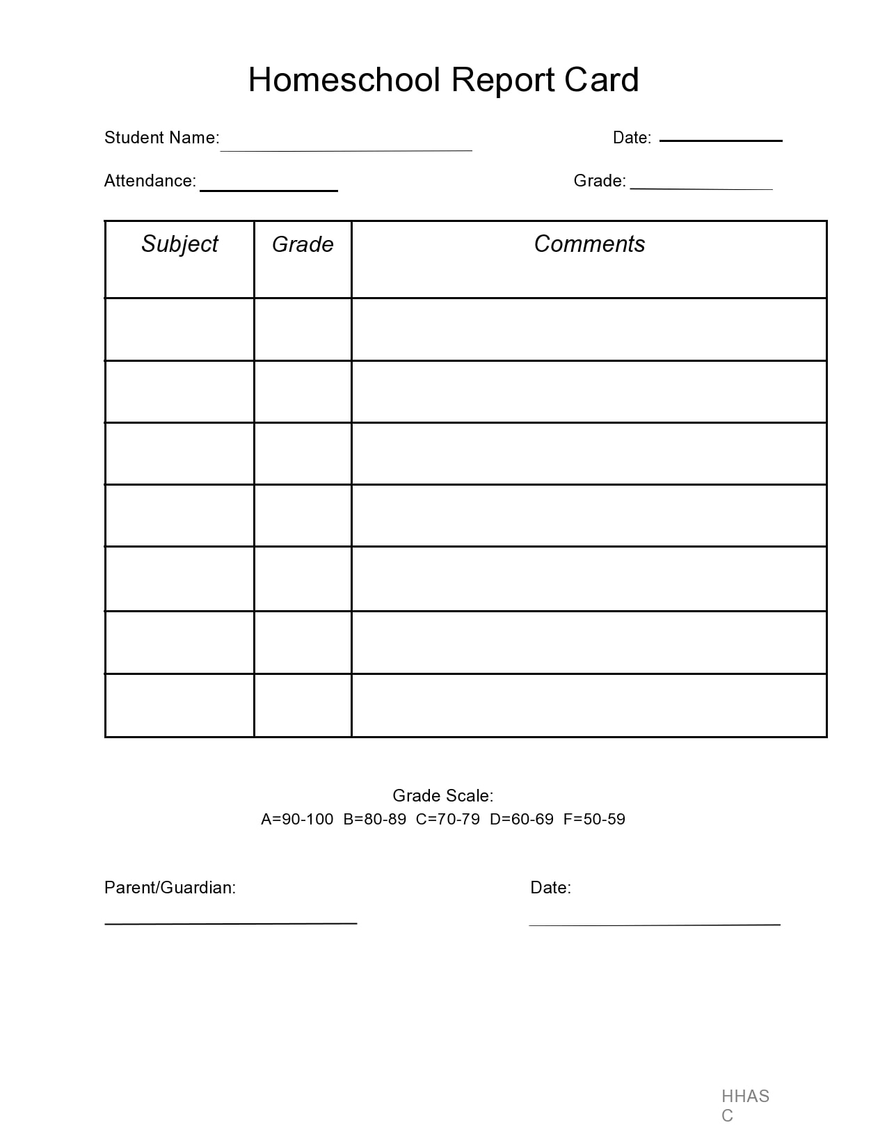 40 Editable Homeschool Report Card Templates