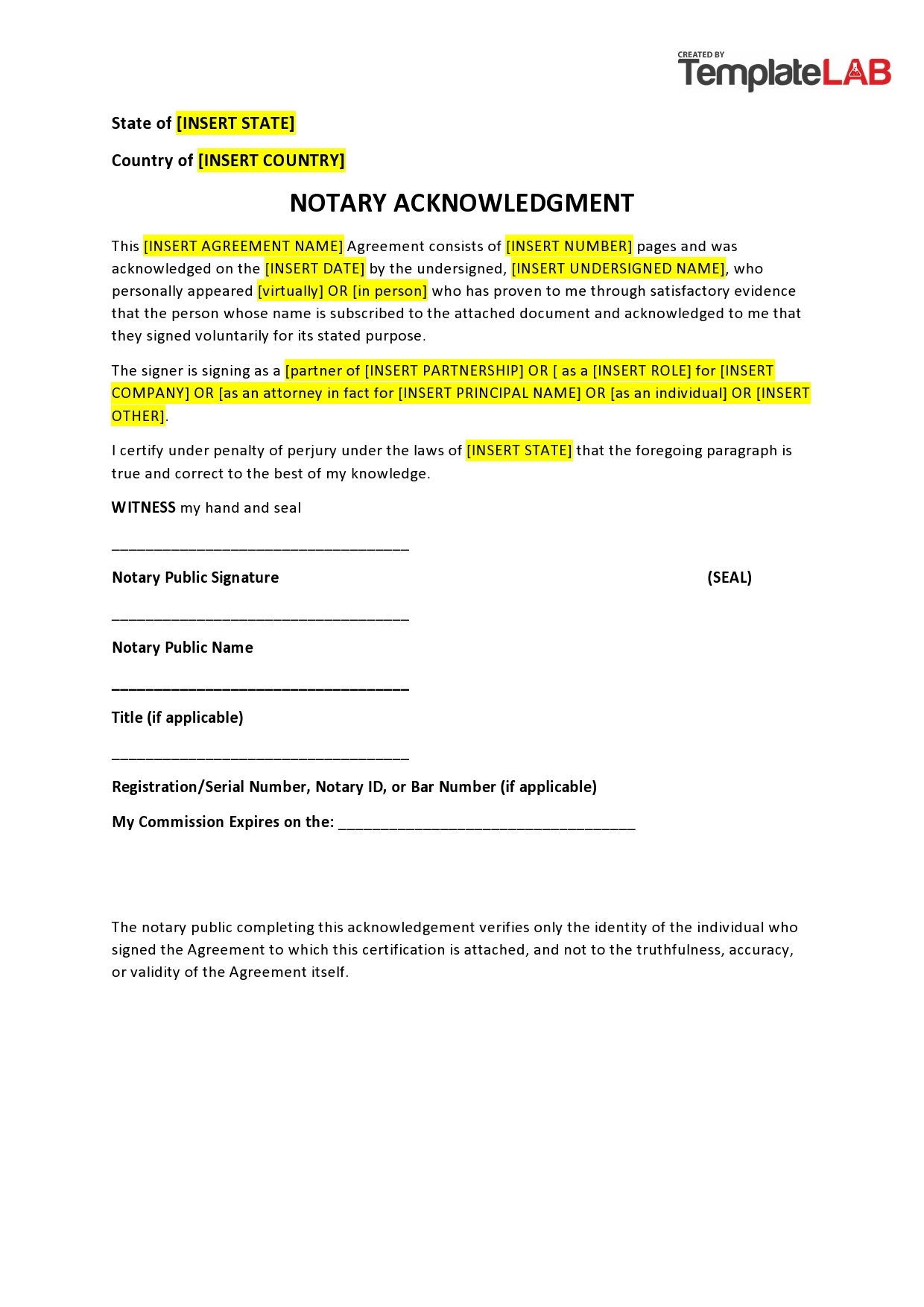 free printable notary forms