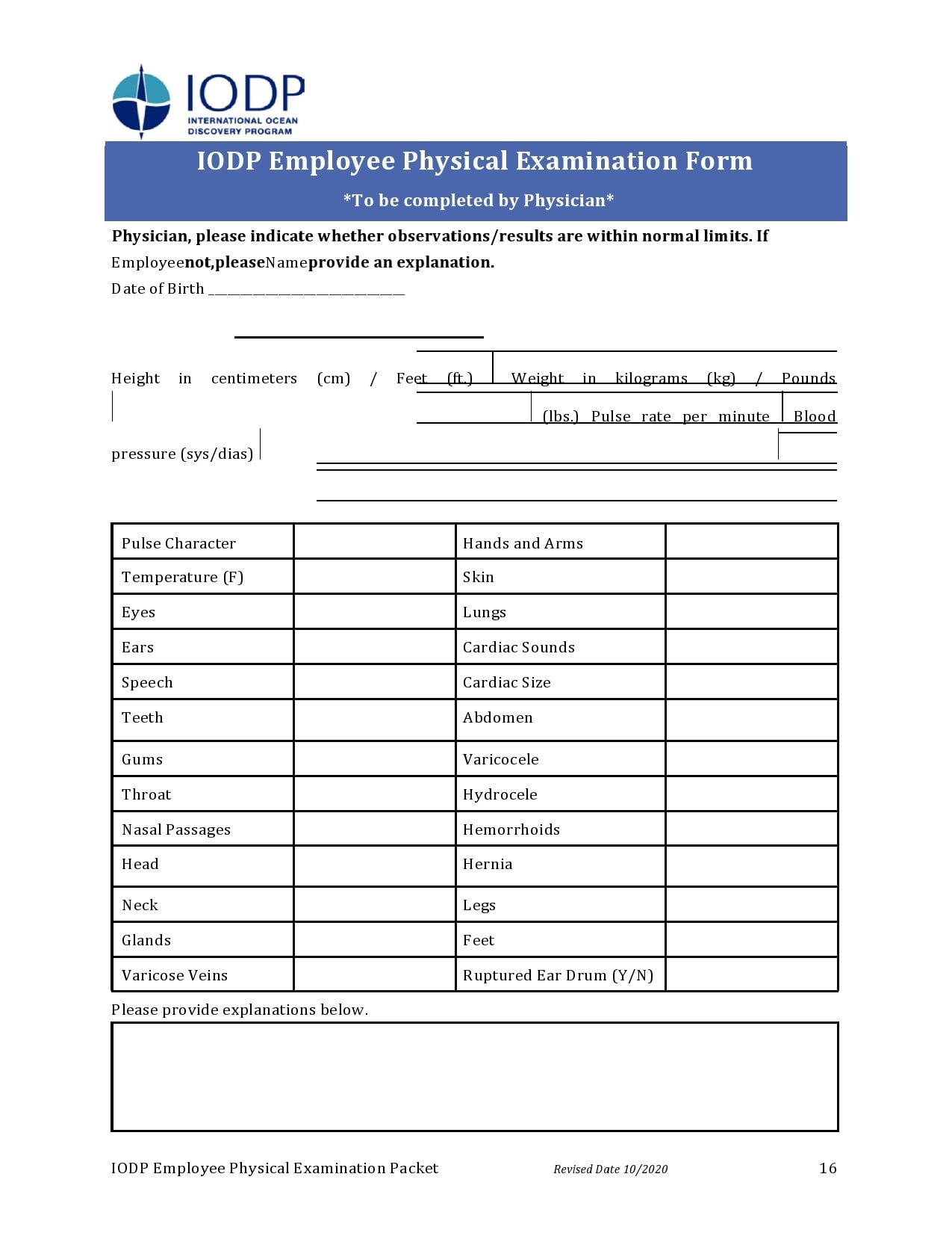 40 Printable Physical Forms For Work 100 Free TemplateArchive