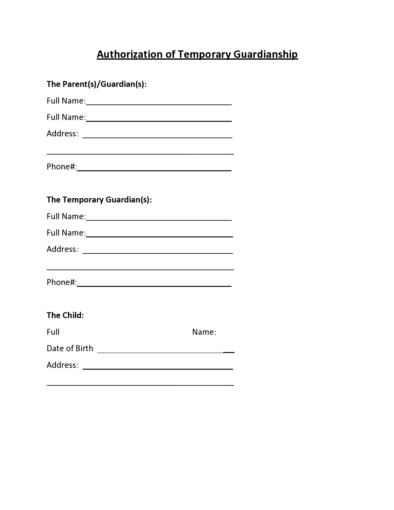 notarized printable temporary guardianship agreement form