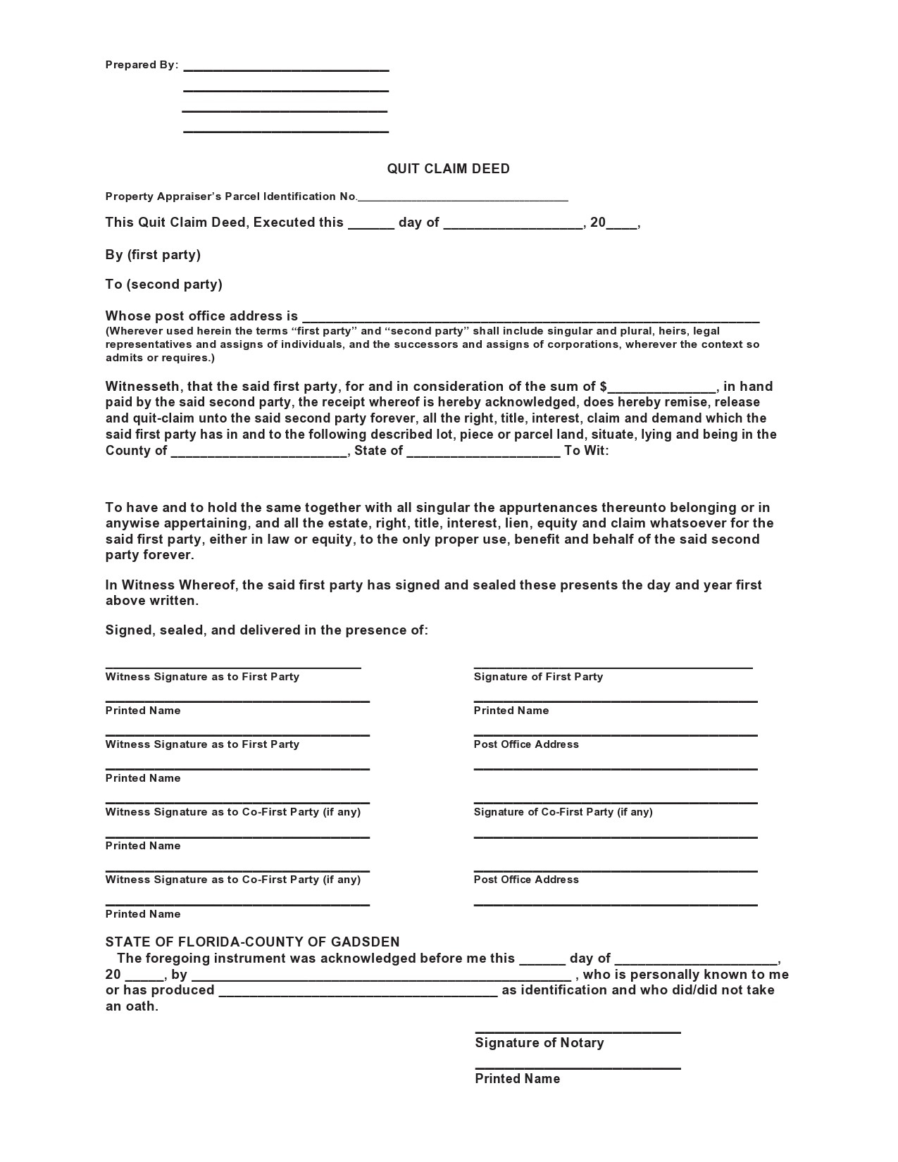 printable quitclaim deed form