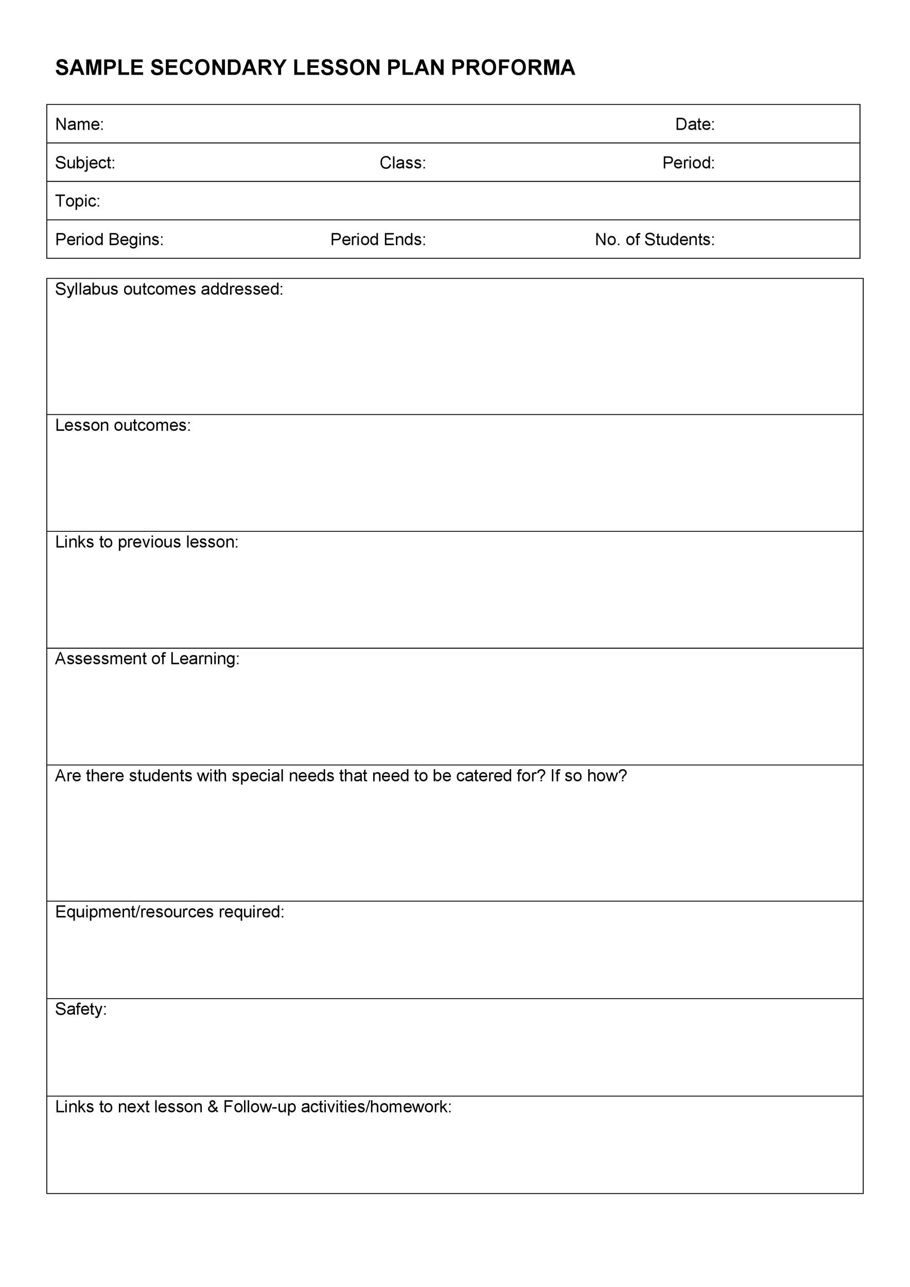 elementary lesson plan template