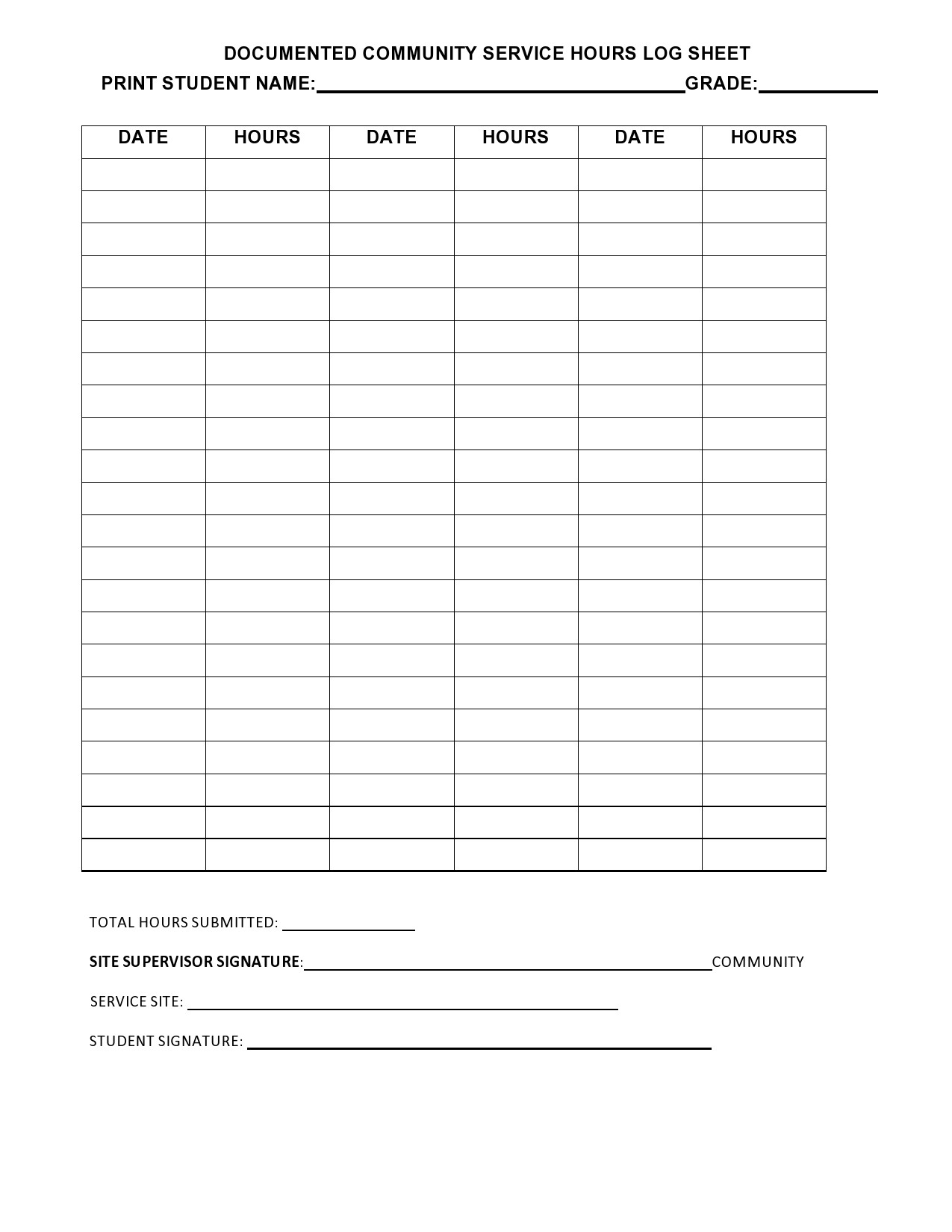 44 Printable Community Service Forms MS Word TemplateLab
