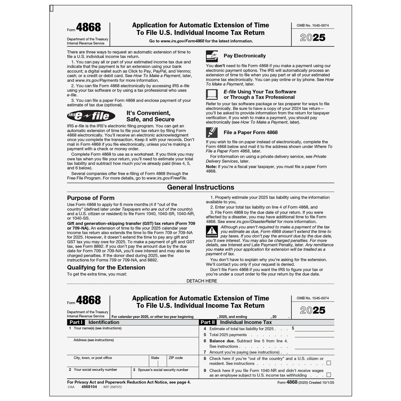 4868104 Form 4868 Application For Automatic Extension Of Time To File Voucher NelcoSolutions