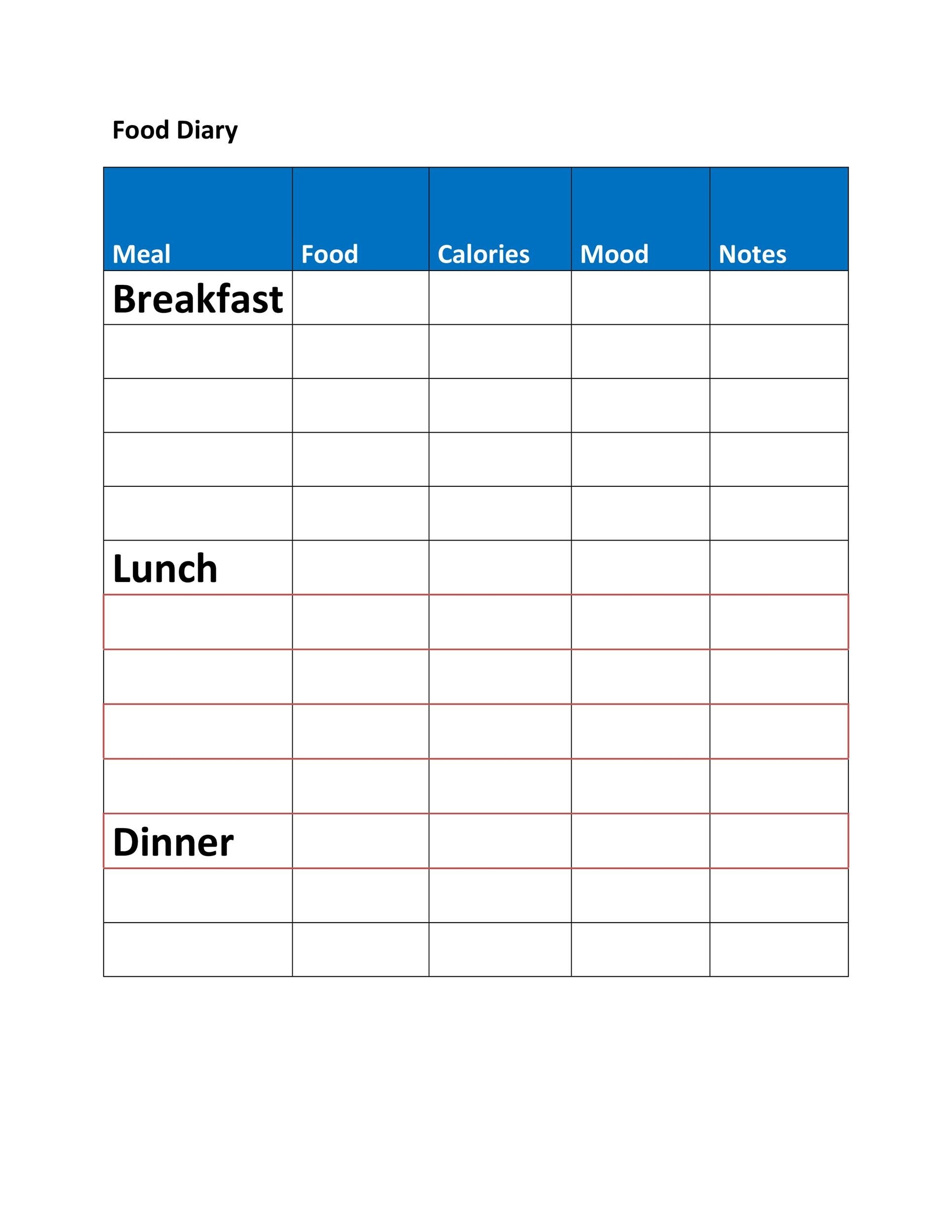 food tracking sheet pdf