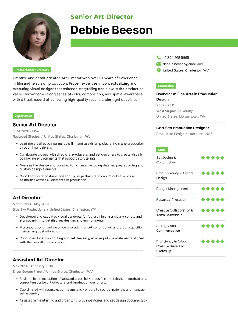 art director profile sample