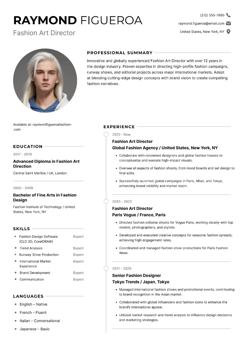 5 Art Director Resume Examples Templates For 2025