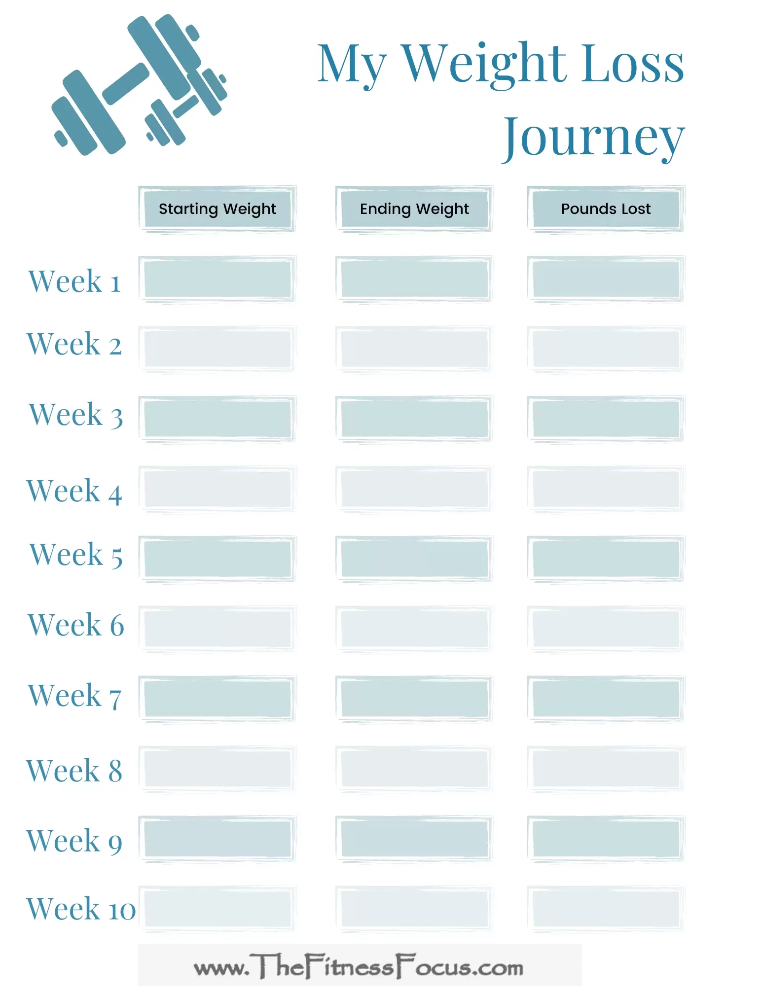 free printable weight loss chart