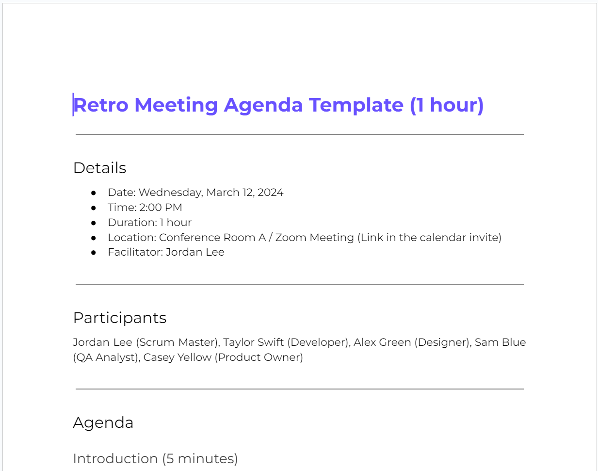 5 Google Docs Meeting Agenda Templates