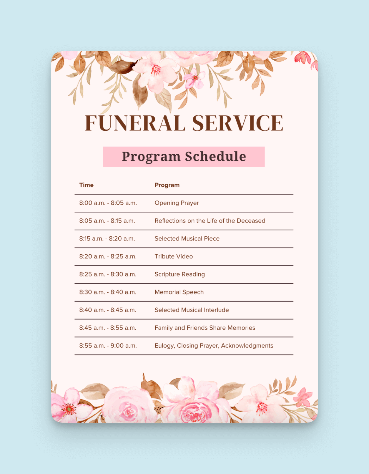5 Order Of Service Funeral Examples Templates Meadow Memorials