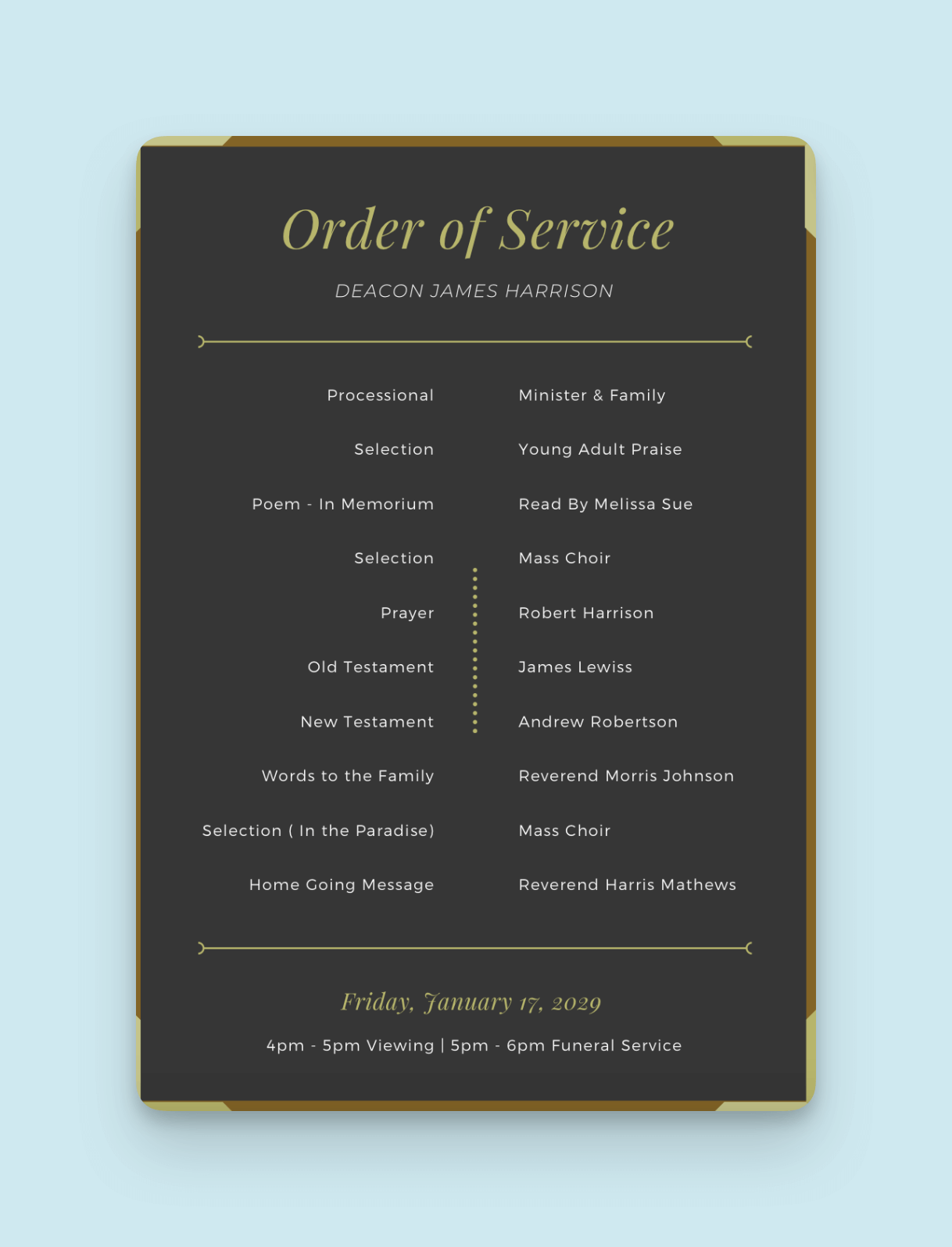 5 Order Of Service Funeral Examples Templates Meadow Memorials
