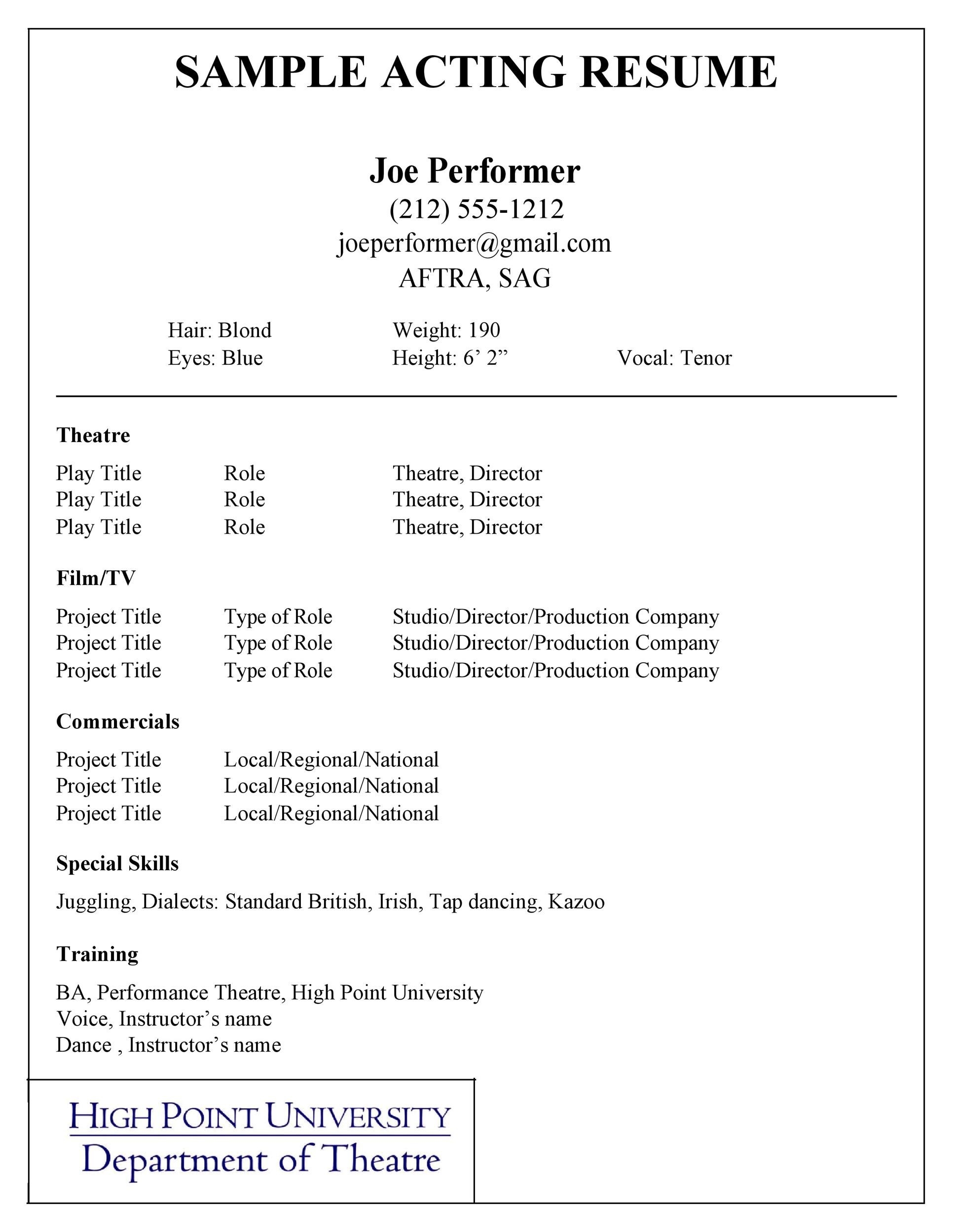 50 FREE Acting Resume Templates Word Google Docs TemplateLab