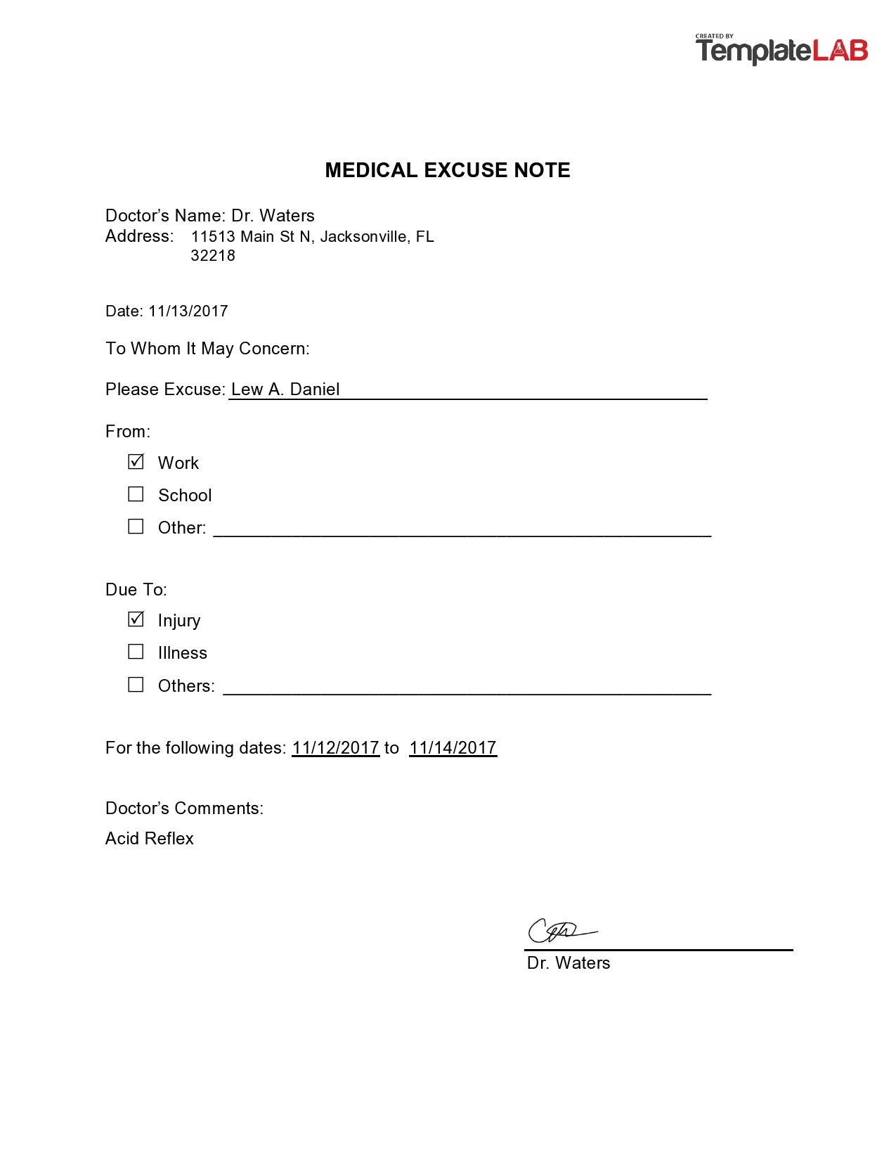 50 Free Doctor Note Templates for Work Or School 