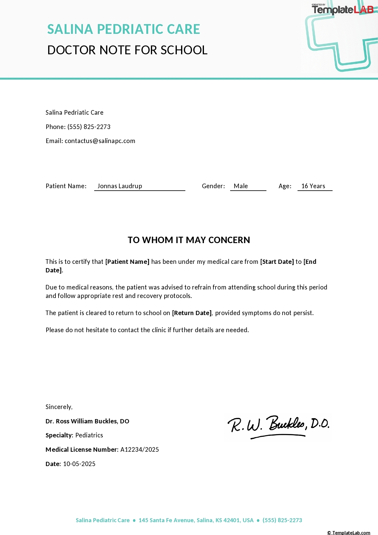 50 Free Doctor Note Templates for Work Or School 