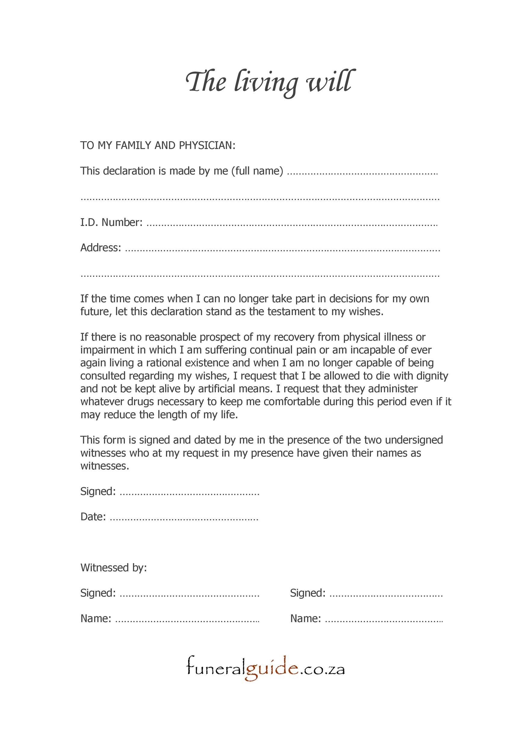 50 Free Living Will Templates Forms Word TemplateLab