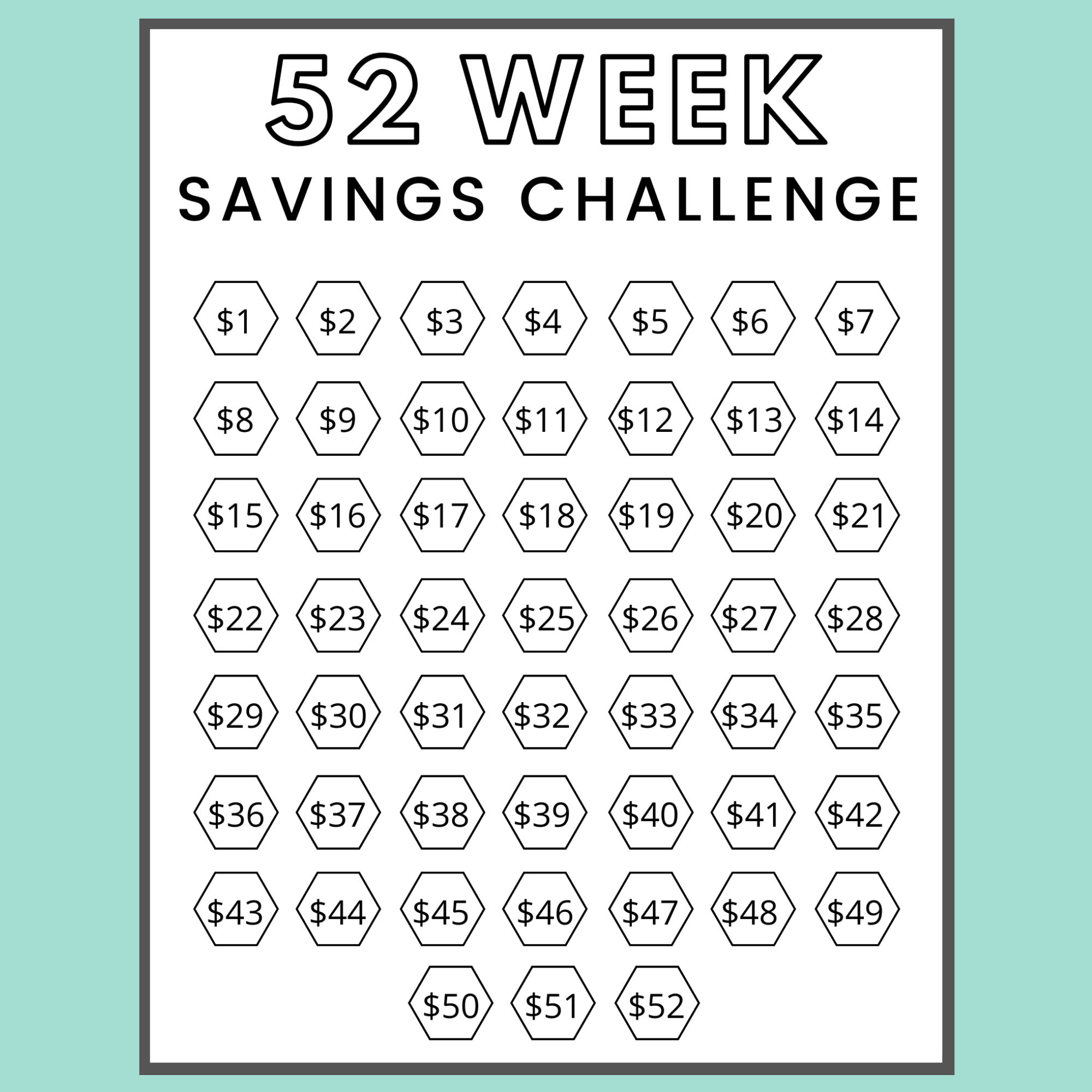 52 Week Savings Challenge Printable Freedom In A Budget