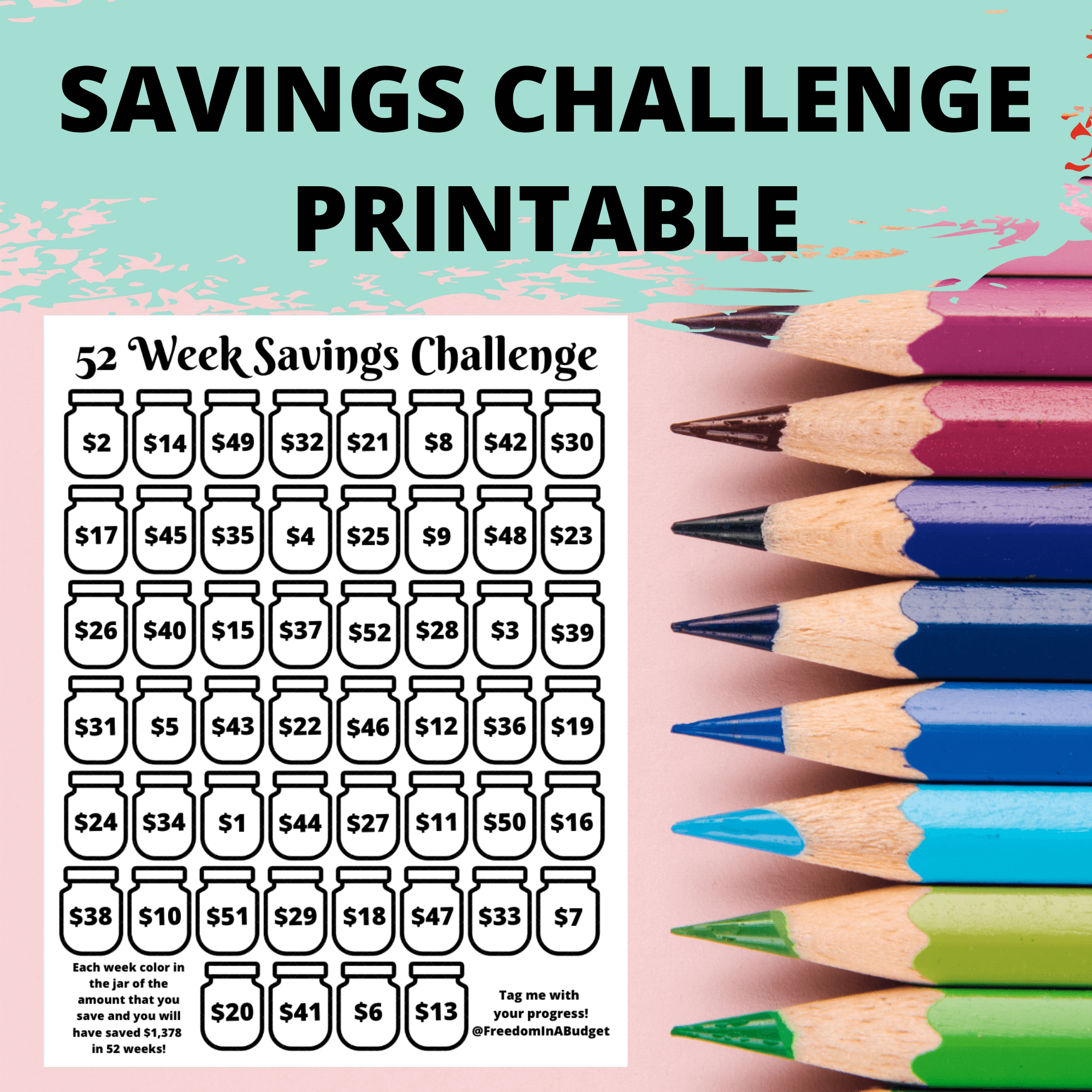 money saving challenge printable