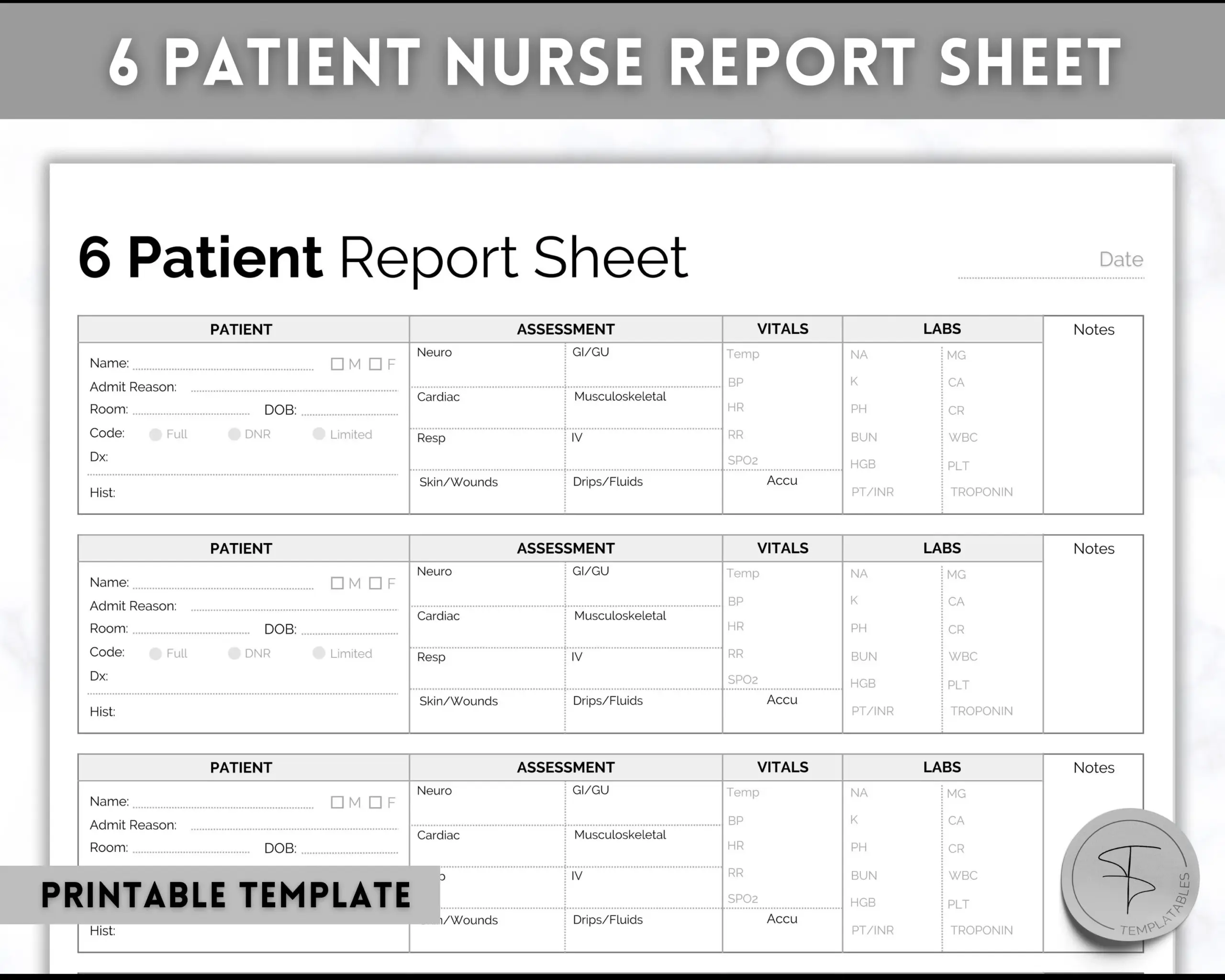 sample nursing shift report sheet