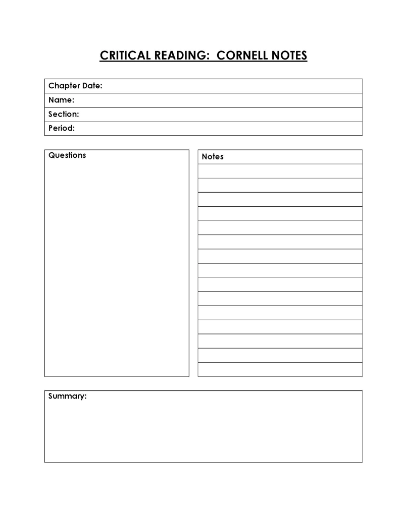 64 Free Cornell Note Templates Note Taking Explained 