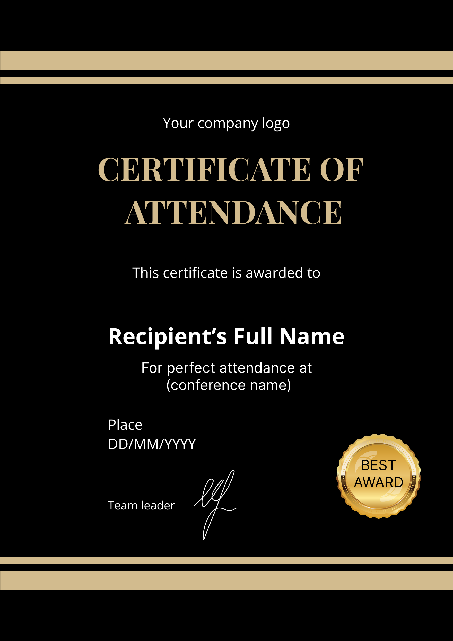 sample certificate of perfect attendance