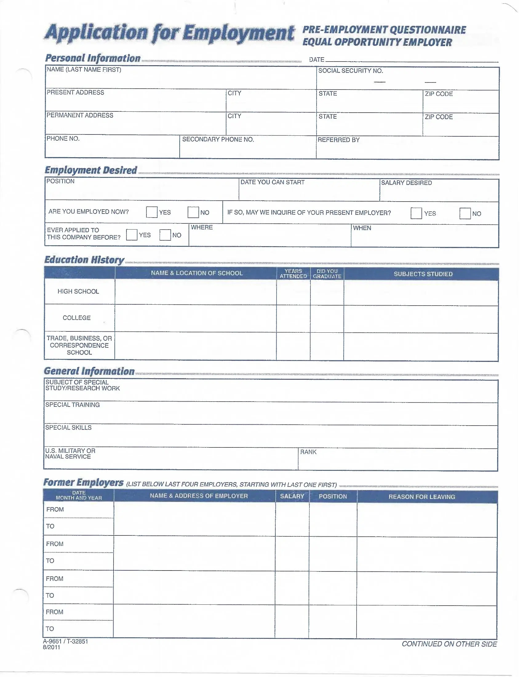 A 9661 Application Form Fill Out Printable PDF Forms