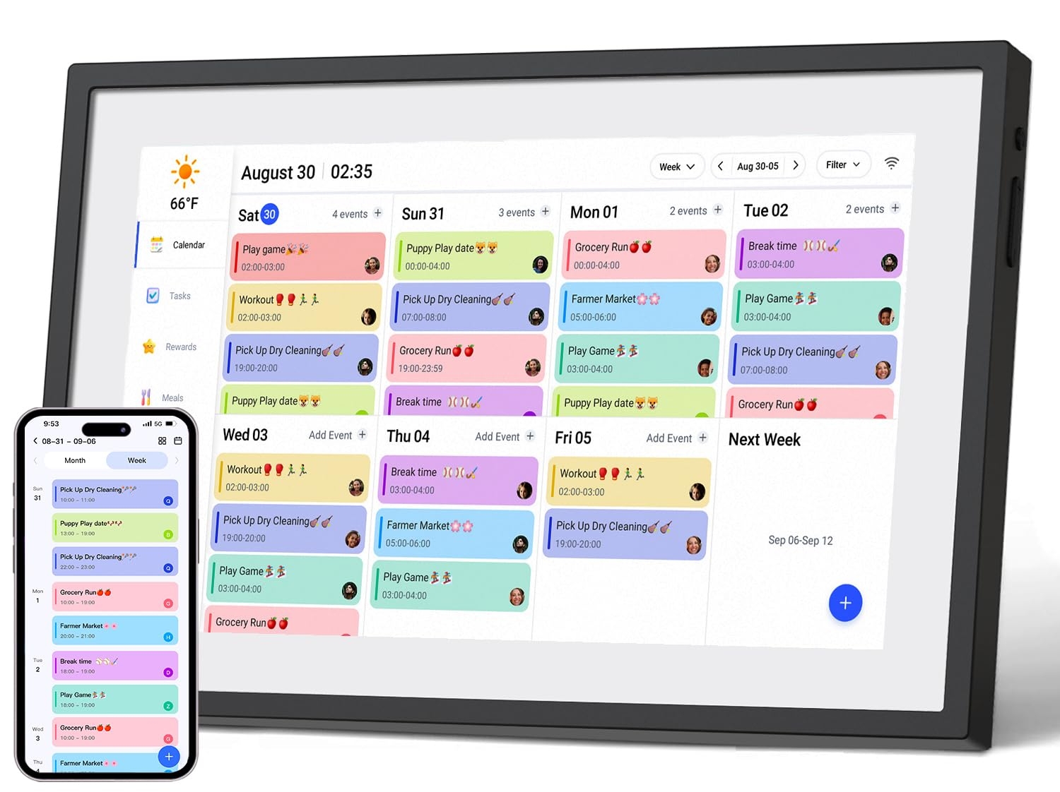 digital chore chart and calendar